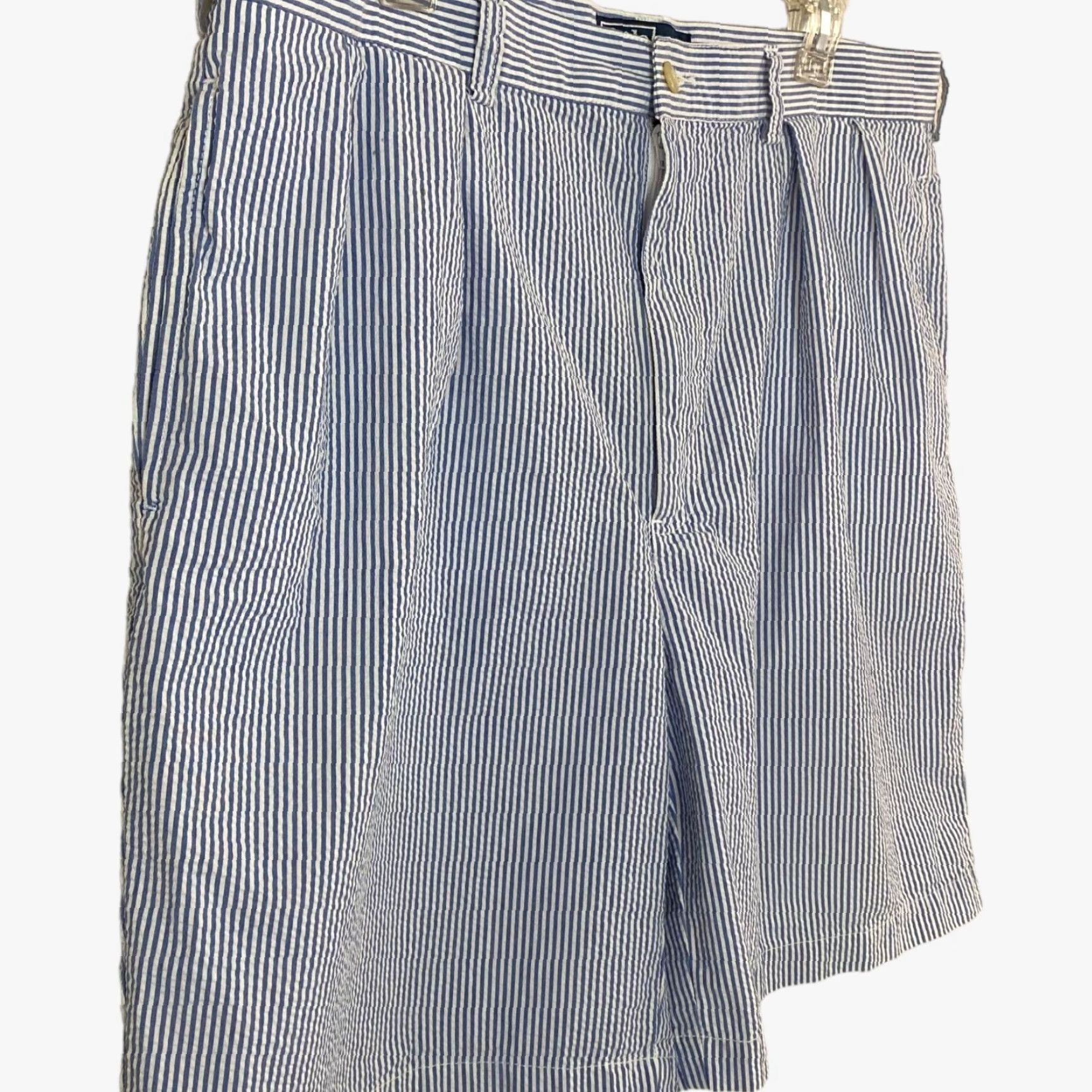 Polo Ralph Lauren VINTAGE Polo Ralph Lauren Tyler Shorts Seersucker Pleated Mens 38 Blue White Stripe Size US M / EU 48-50 / 2 - 3 Thumbnail