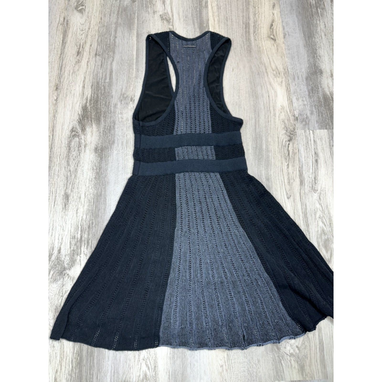 Vintage John John Black Gray Tricot Dress Fit & Flare Sleeveless Deep V-Neck Lined Sz S Womens Party/Cocktail Casual Size S / US 4 / IT 40 - 3 Thumbnail