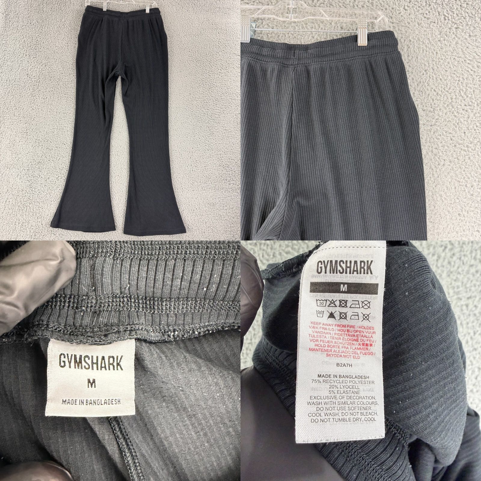 Gymshark Gymshark Flare Yoga Pants Womens M Black Ribbed Pull On Drawstring Stretch Pants Size 32" / US 10 / IT 46 - 8 Thumbnail