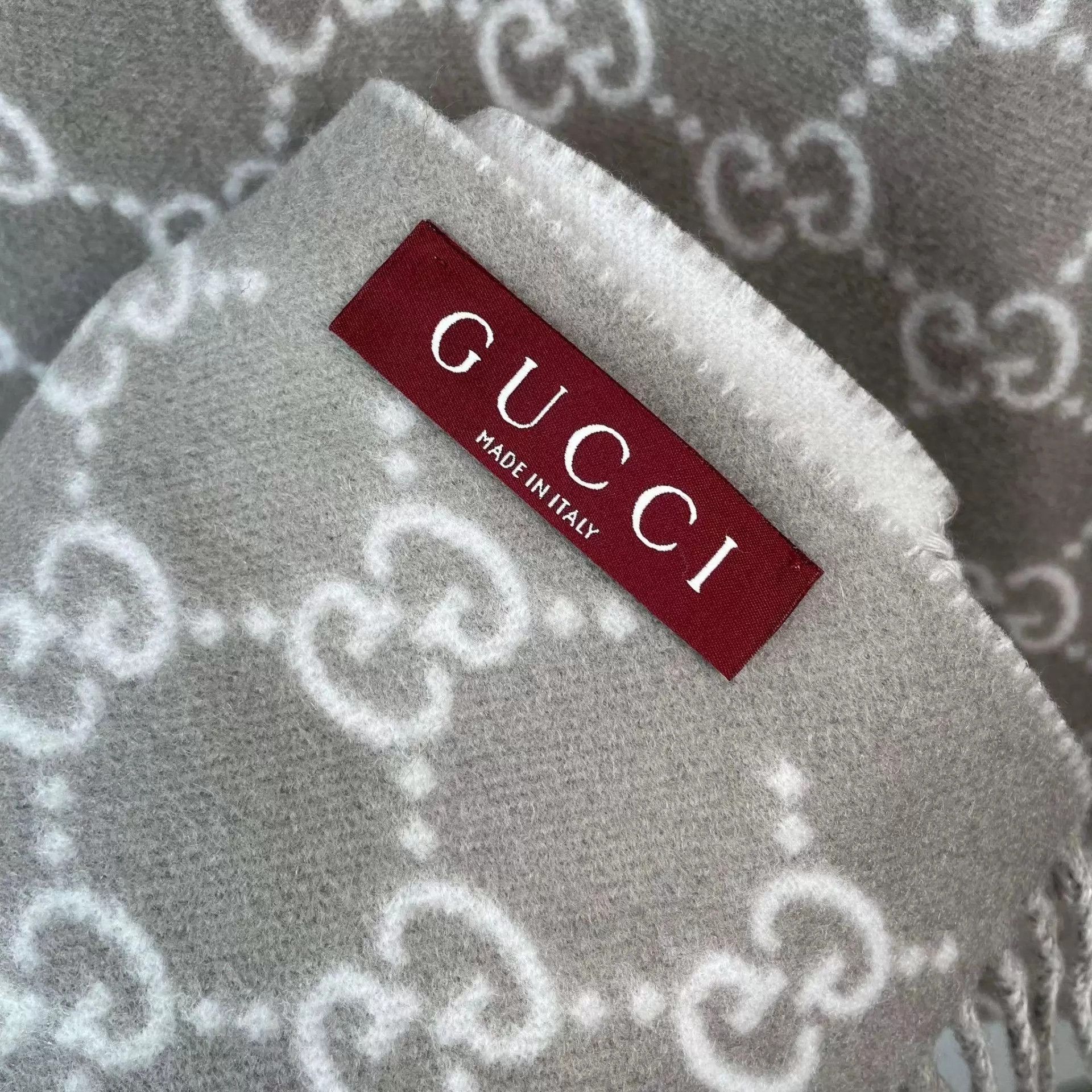Gucci Gucci 98 new cashmere GG jacquard gray scarf 45x190cm Size ONE SIZE - 4 Thumbnail
