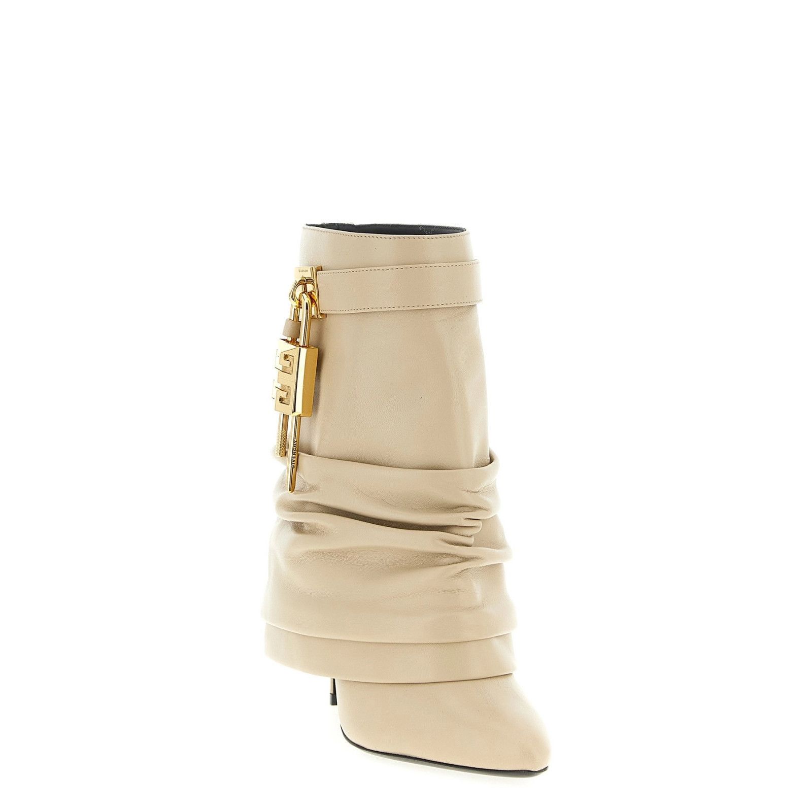 Givenchy GIVENCHY Shark Lock $2190 Ivory Leather 95mm Ankle Boots New Size US 6.5 / IT 36.5 - 3 Thumbnail