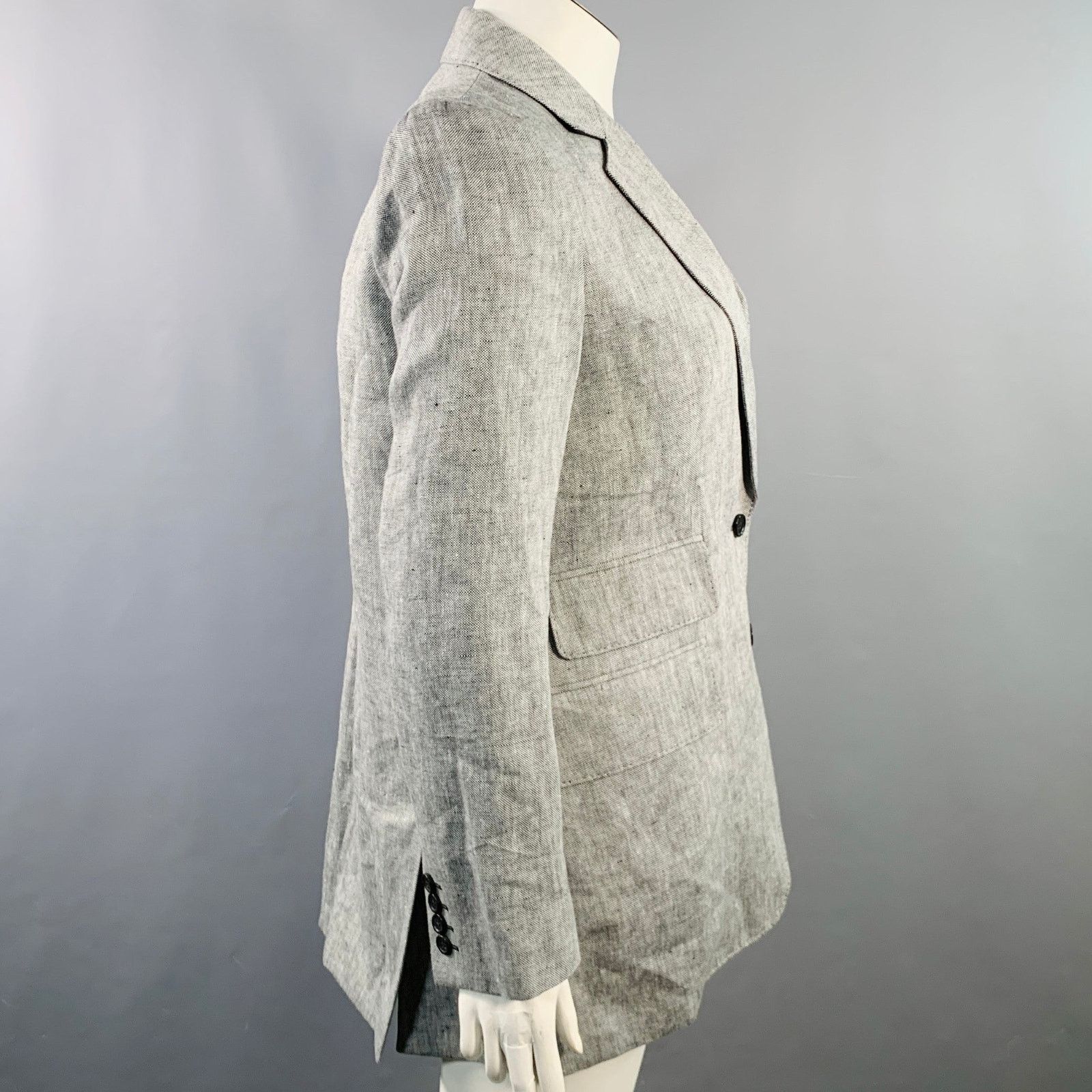 Max Mara MAX MARA Grey Heather Linen Notch Lapel Jacket Blazer Size XL / US 12-14 / IT 48-50 - 3 Thumbnail