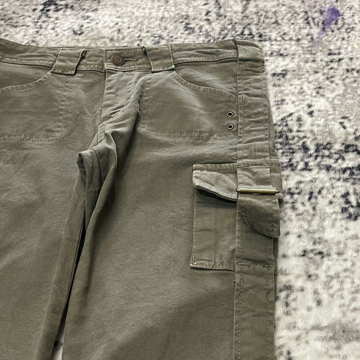 Le Grande Bleu (L.G.B.) 2000s Wow Japan Parachute Bondage Low Rise Cargo Flare Pants Size 26" / US 2 / IT 38 - 5 Thumbnail
