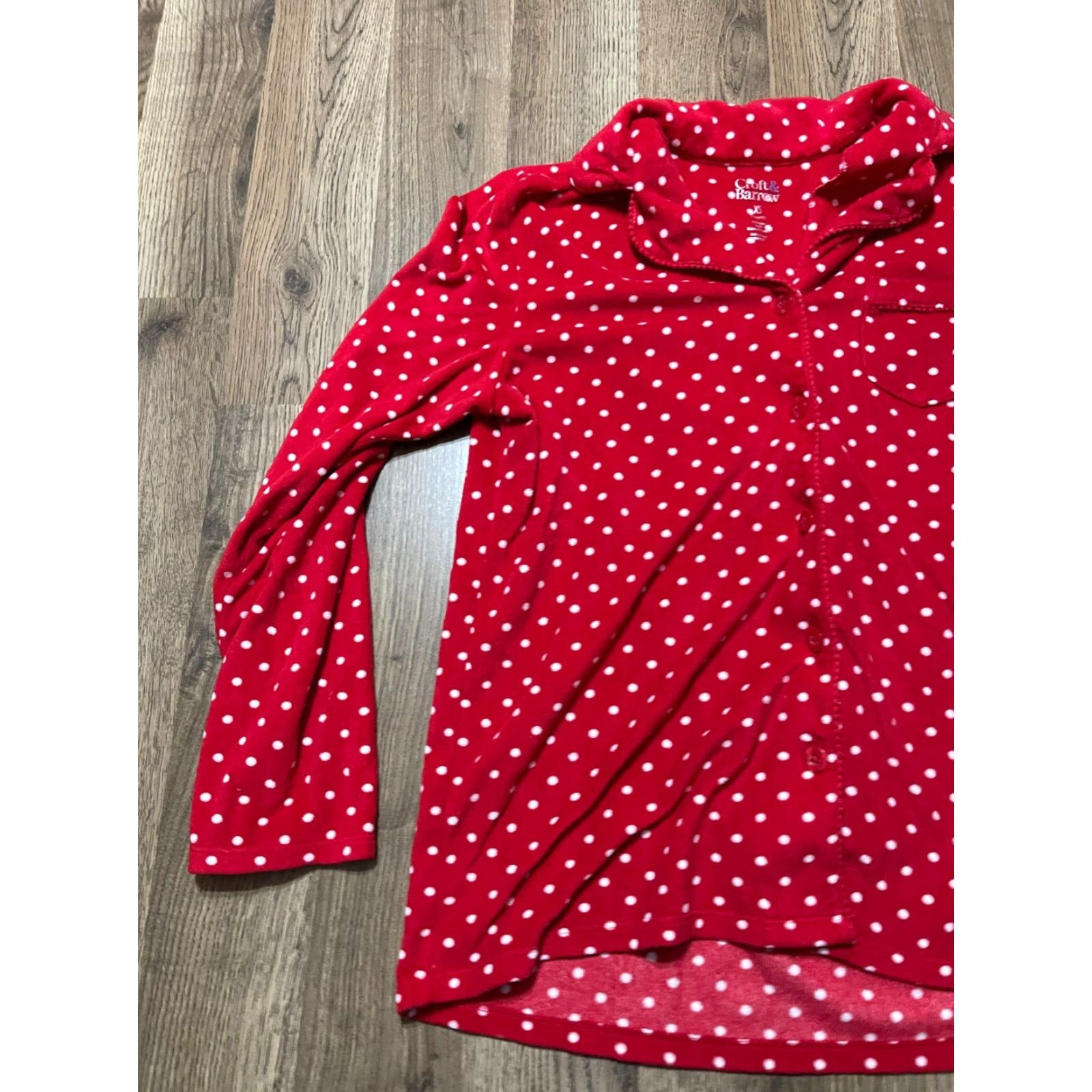 Croft & Barrow VINTAGE Croft & Barrow Shirt Womens XS Red White Polka Dots button Up Sleepwear Size XS / US 0-2 / IT 36-38 - 3 Thumbnail