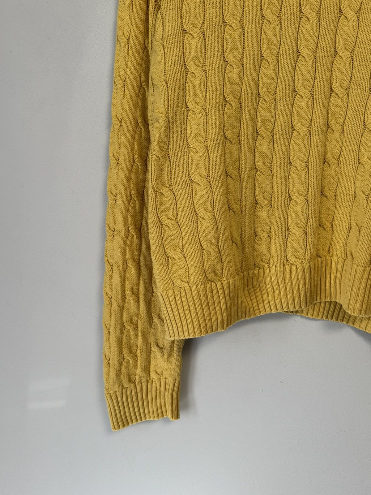 Polo Ralph Lauren Polo Ralph Lauren Men's Lambswool Sweater Yellow Cable Knit Size US XL / EU 56 / 4 - 6 Thumbnail