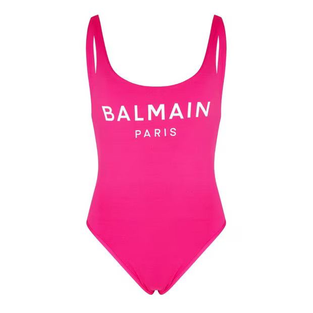 Balmain o1g2r1mq0924 Logo Swimsuit in Pink & White Size M / US 6-8 / IT 42-44 - 1 Thumbnail