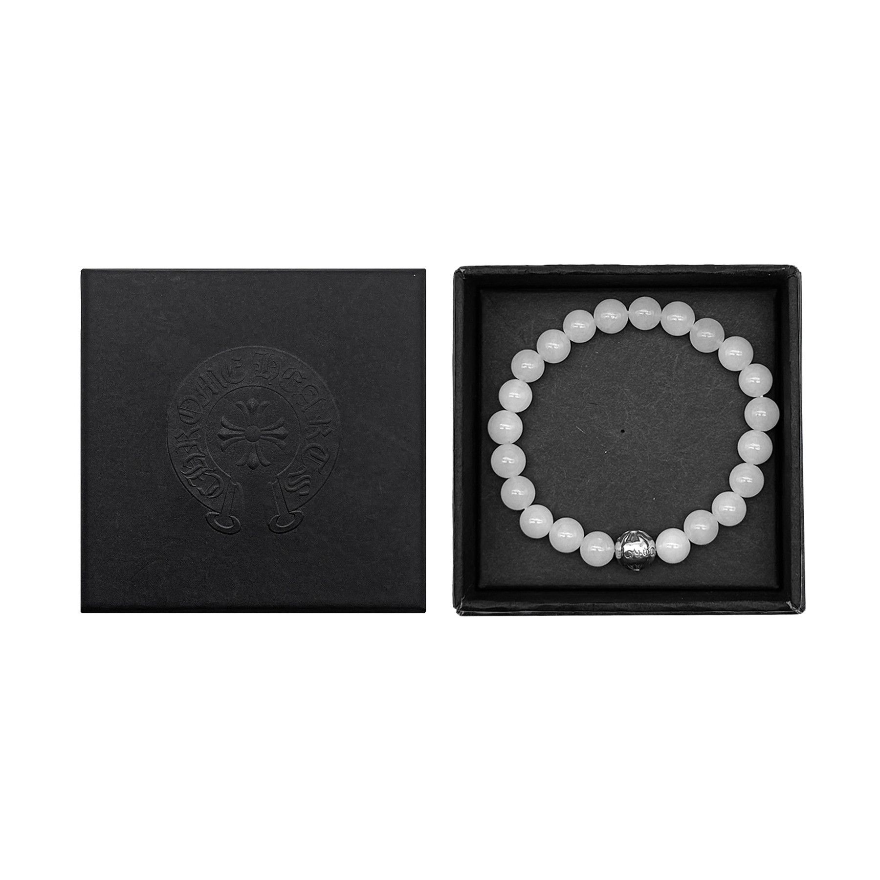 Chrome Hearts Chrome Hearts 8mm Single Silver White Agate Cross Bracelet Size ONE SIZE - 4 Thumbnail