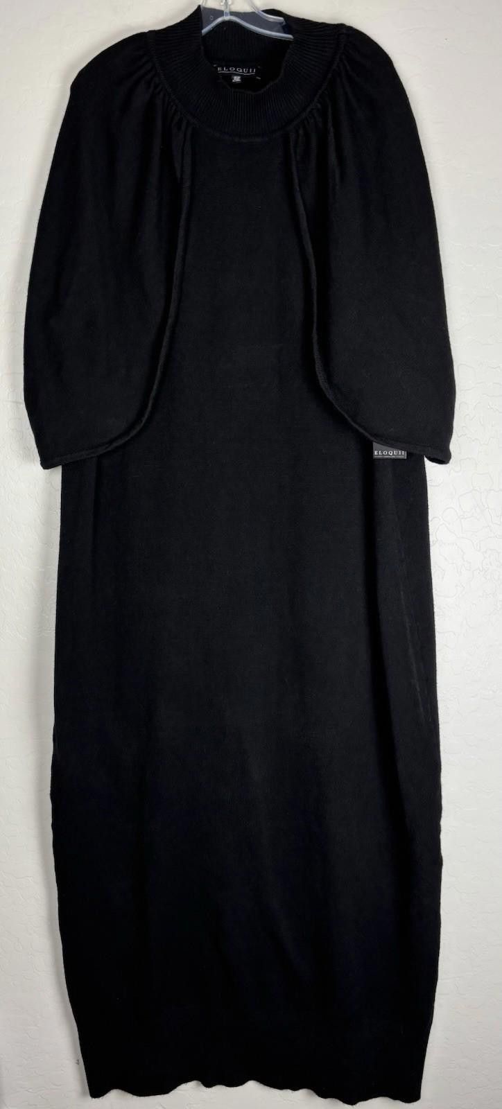 Eloquii Sweater Cape Sleeve Mock Neck Maxi 26/28 Black 1704