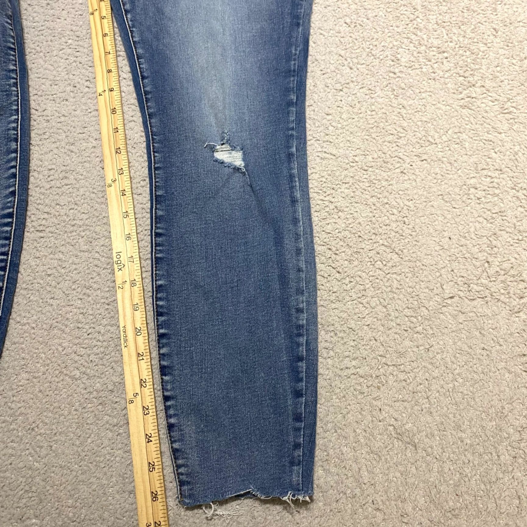 Vintage KUT from the Kloth Womens Jeans 14 Blue Denim High Rise Ankle Distress Raw Hem 5-Pocket Design Size 36" / US 14 / IT 50 - 6 Thumbnail