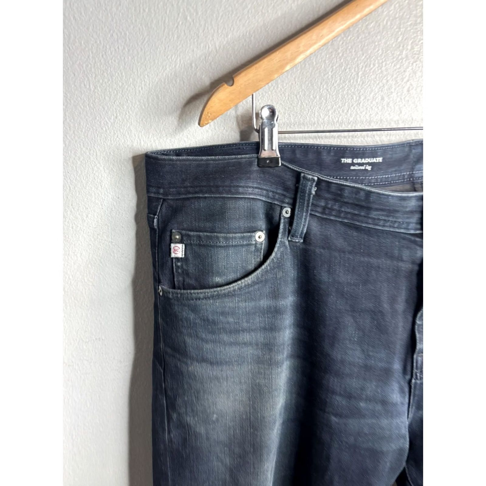 Vintage AG Adriano Goldschmied Jeans Mens 43x35 The Graduate Tailored Leg Stretch Blue Shirt? (No) Size US 43 - 2 Thumbnail