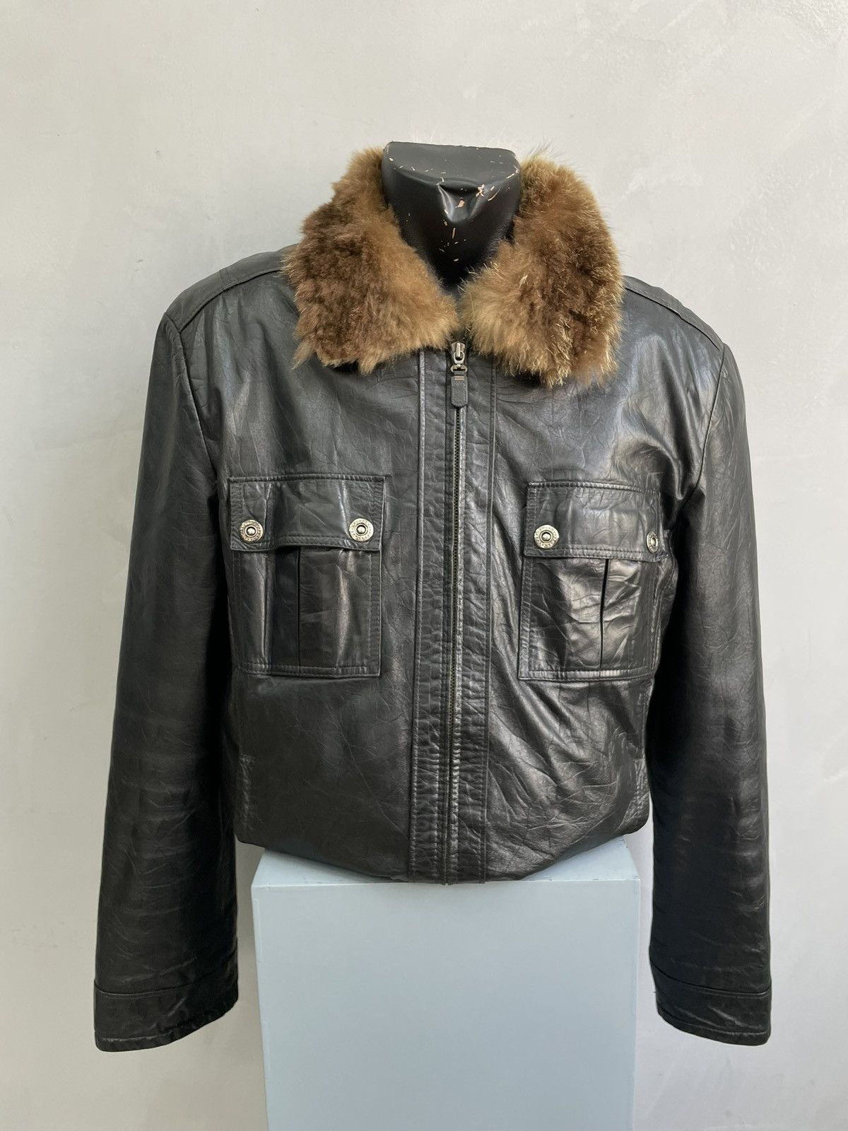 If Six Was Nine Rare leather bomber jacket 2000s Fur legrandebleu style Size US M / EU 48-50 / 2 - 1 Thumbnail