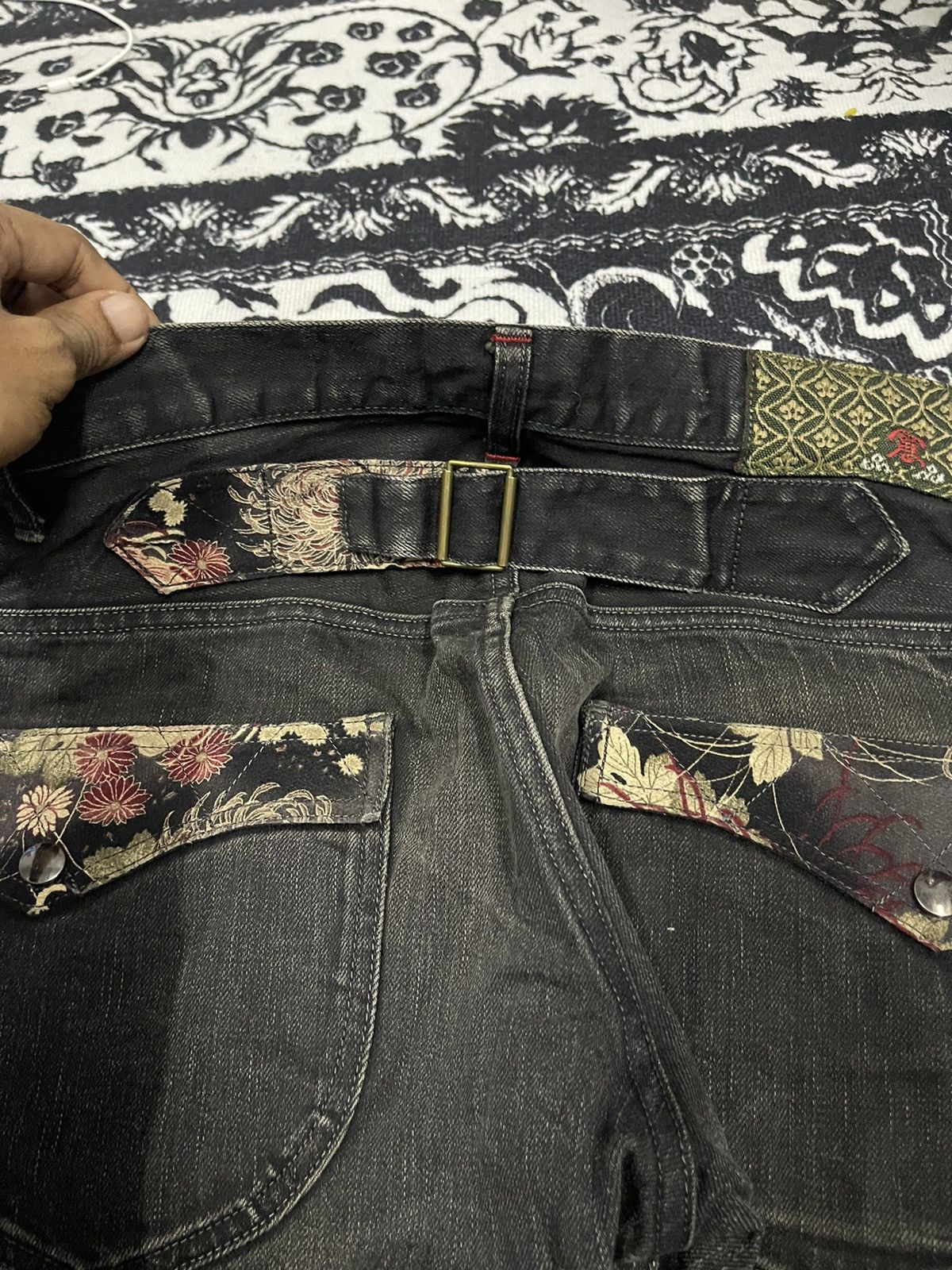 If Six Was Nine 90s KURA BUCKLEBACK DENIM JEANS DISTRESSED DESIGN Size US 29 - 20 Thumbnail