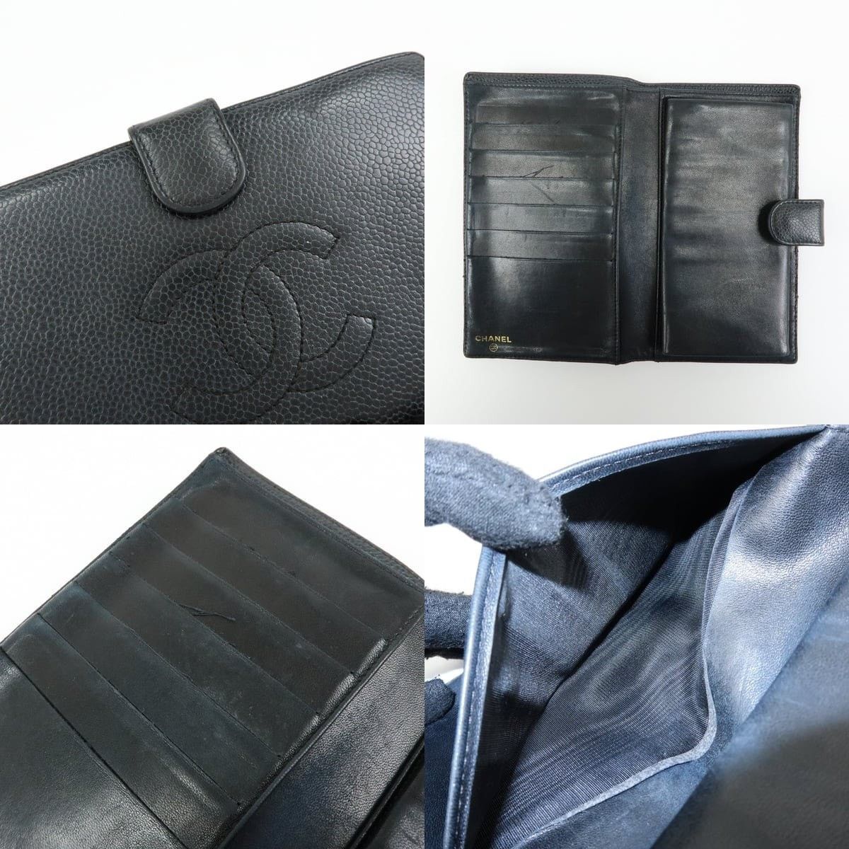 Chanel Chanel CC Logo Caviar Leather Bi-Fold Wallet Black Size ONE SIZE - 6 Thumbnail