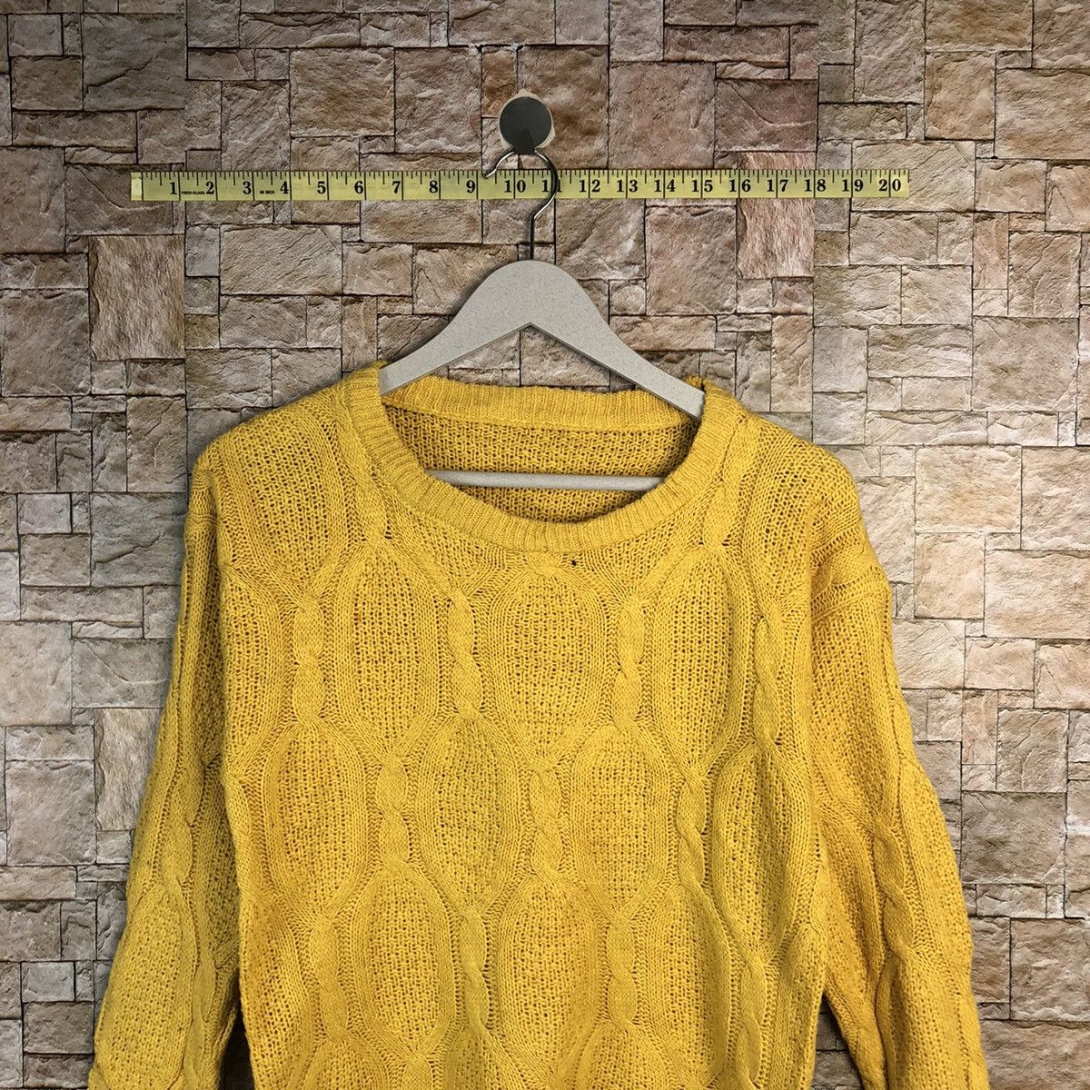 Homespun Knitwear × Japanese Brand × Vintage Japanese Brand Yellow cable Knitwear #A929 Size S / US 4 / IT 40 - 2 Thumbnail