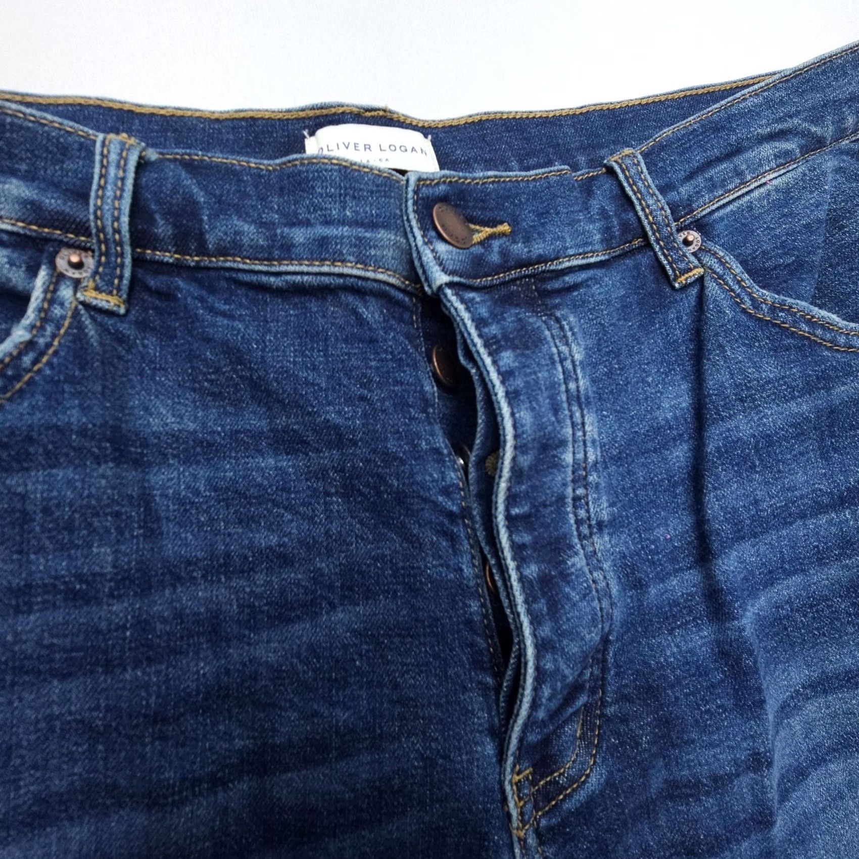 Olive VINTAGE Oliver Logan Ludlow Relaxed Jeans 34 Button Fly Mid Dark Blue 5-Pocket Womens Mens Size 24" / US 00 / IT 34 - 2 Thumbnail