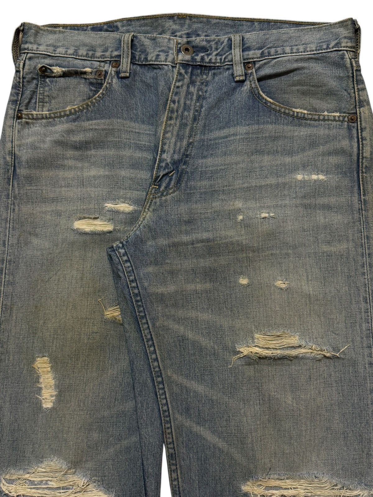 Levi's Vintage 90s Levis 503 Blue Faded Wash Ripped Wide Leg Baggy Size US 34 / EU 50 - 3 Thumbnail