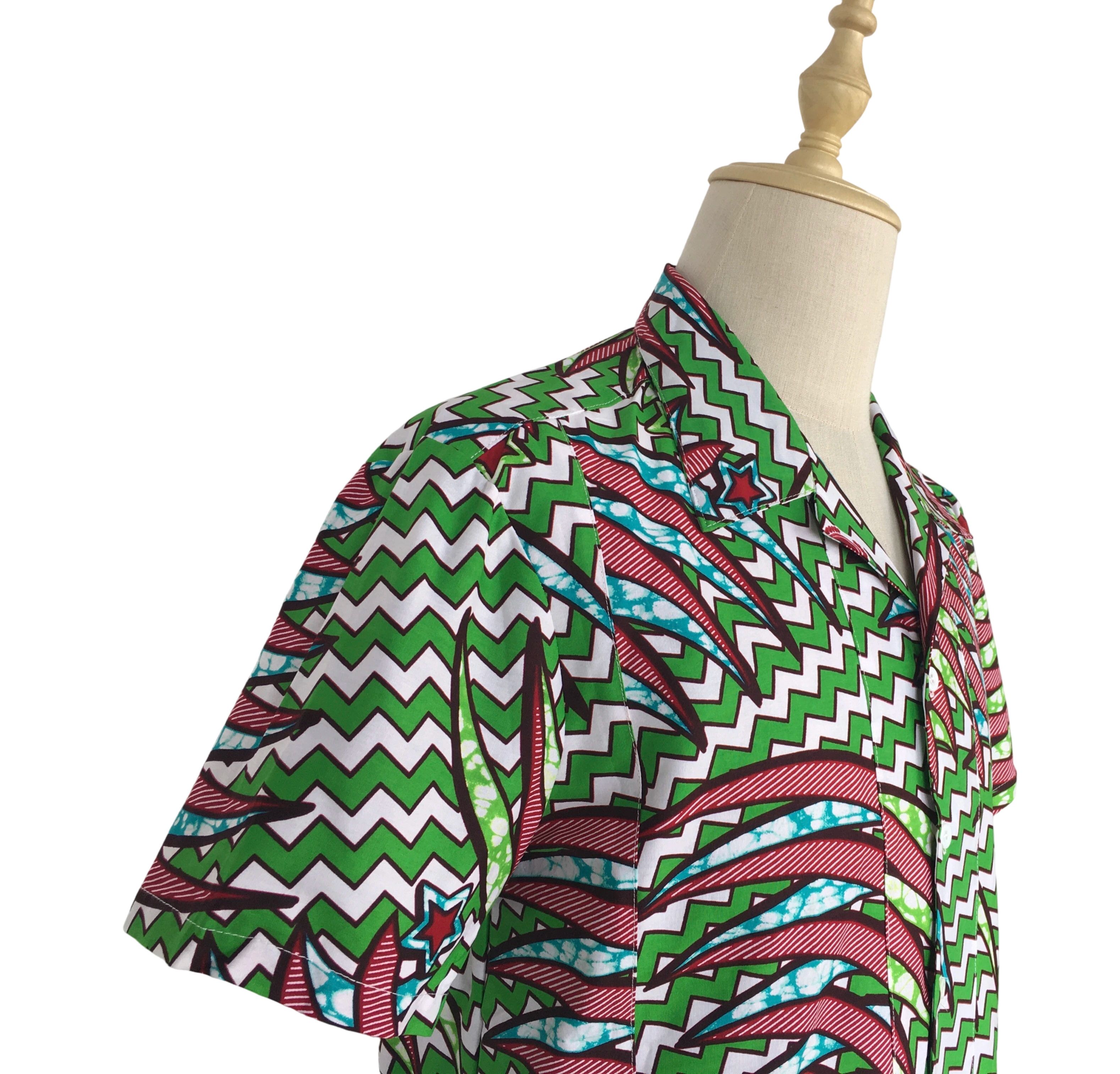 Other African Wax Print Men Shirt Short Sleeves Summer Size US XL / EU 56 / 4 - 5 Thumbnail