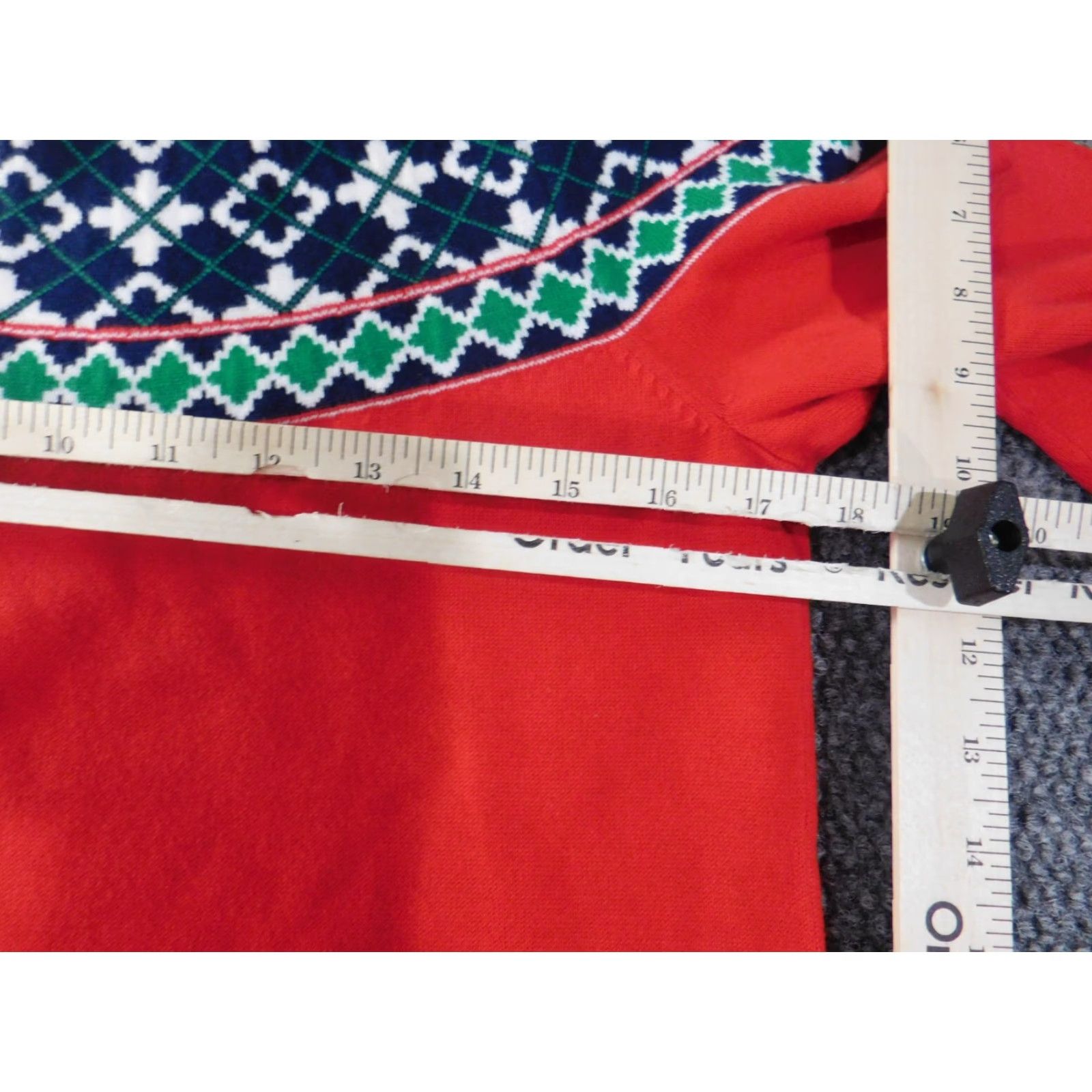 Vintage Crown & Ivy Sweater Pullover Medium Red Christmas Geometric Knit Crew Neck Dolman Sleeve Cotton Womens Regular Stretch Size M / US 6-8 / IT 42-44 - 5 Thumbnail