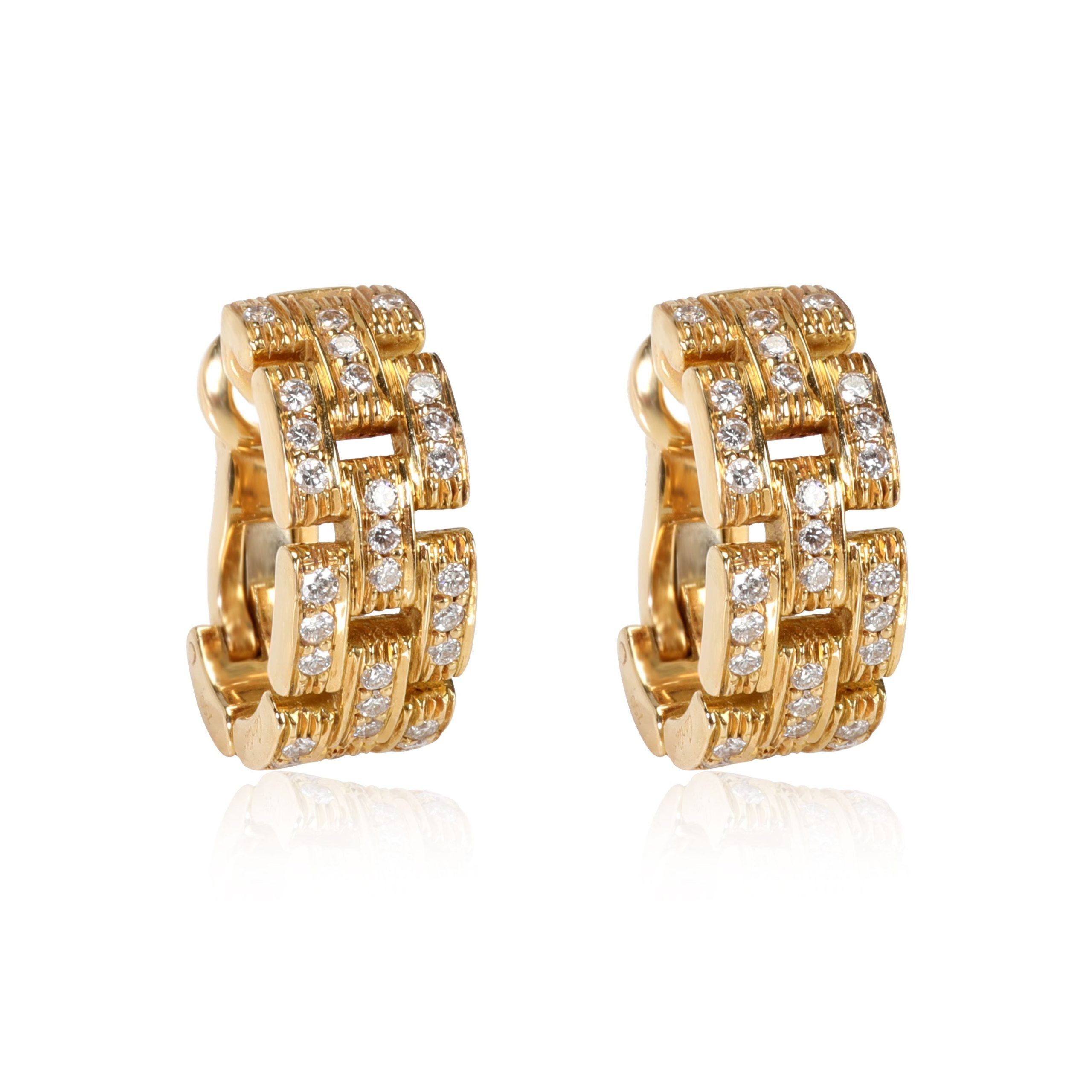 image of Cartier Mallion Panthere Diamond Earrings In 18Kt Yellow Gold 0.58 Ctw, Women's