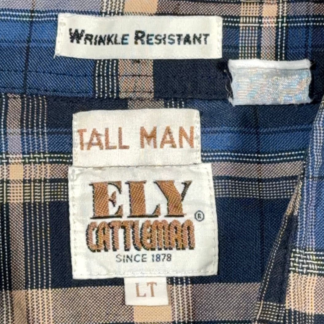 Vintage VINTAGE Ely Cattleman Western Shirt Mens Large Tall Blue Plaid Pearl Snap 90s Long Sleeve Button-Up Size US L / EU 52-54 / 3 - 4 Thumbnail