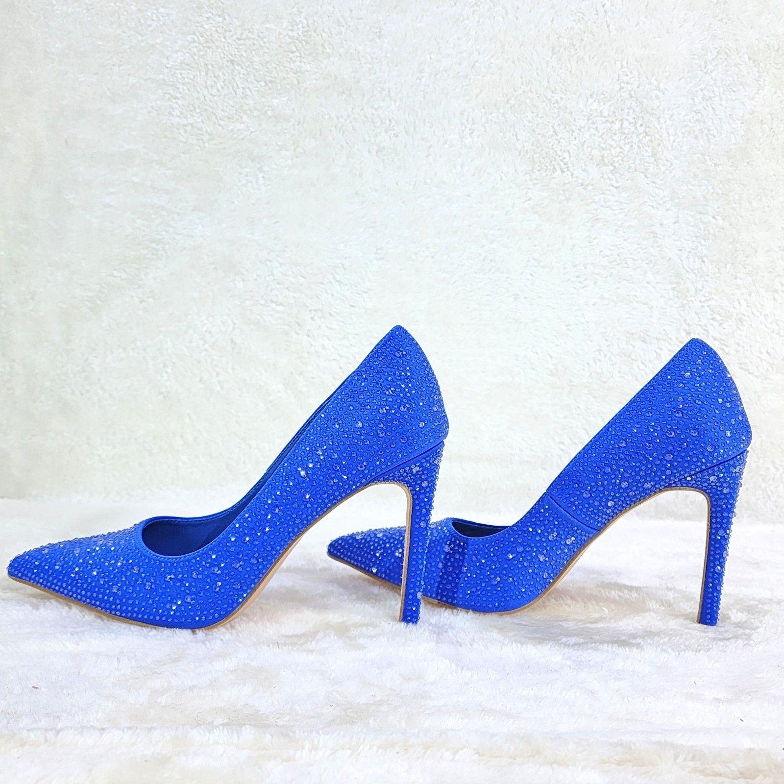Other Shock Royal Blue High Heel Stiletto Pumps Rhinestones Evenin Size US 9 / IT 39 - 2 Thumbnail
