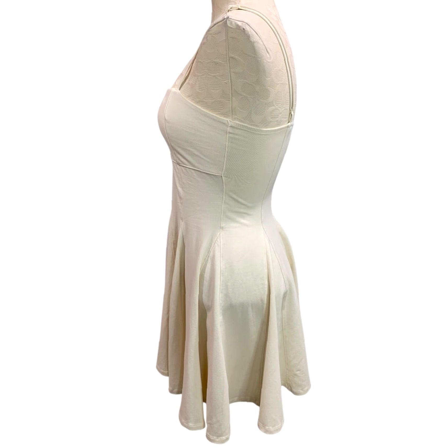 Vintage VINTAGE American Eagle Sundress Knit Pullover Small Ivory White Spaghetti Strap Womens 30" Short Dress Size S / US 4 / IT 40 - 6 Thumbnail