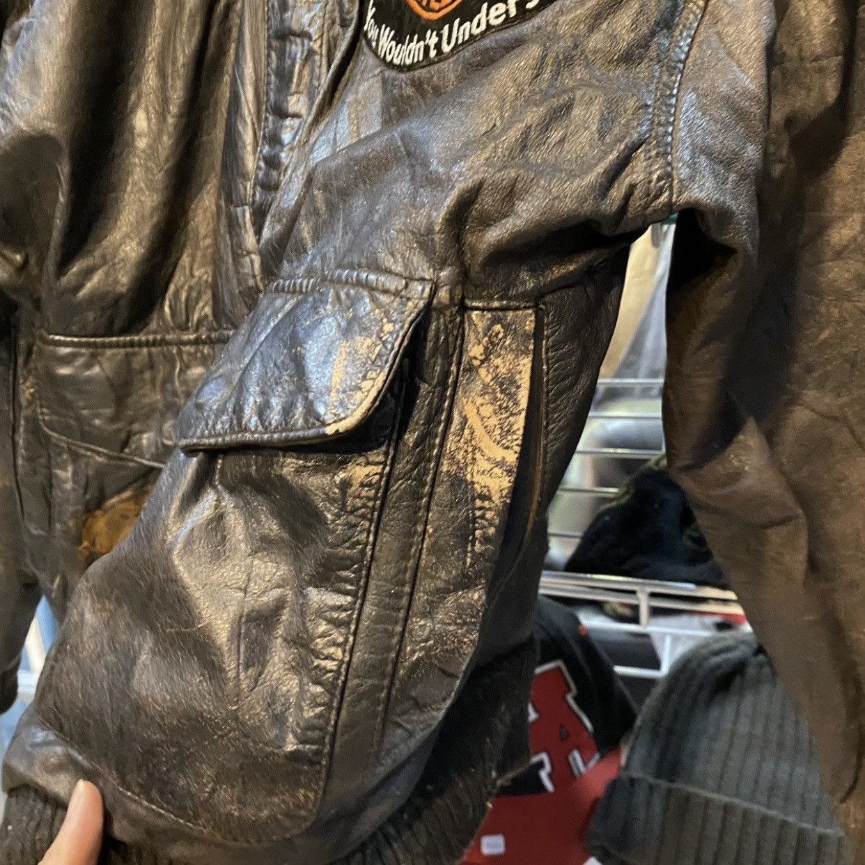 Harley Davidson RareVINTAGE Harley Davidson Distressed Bomber Leather Jacket Size US M / EU 48-50 / 2 - 18 Thumbnail