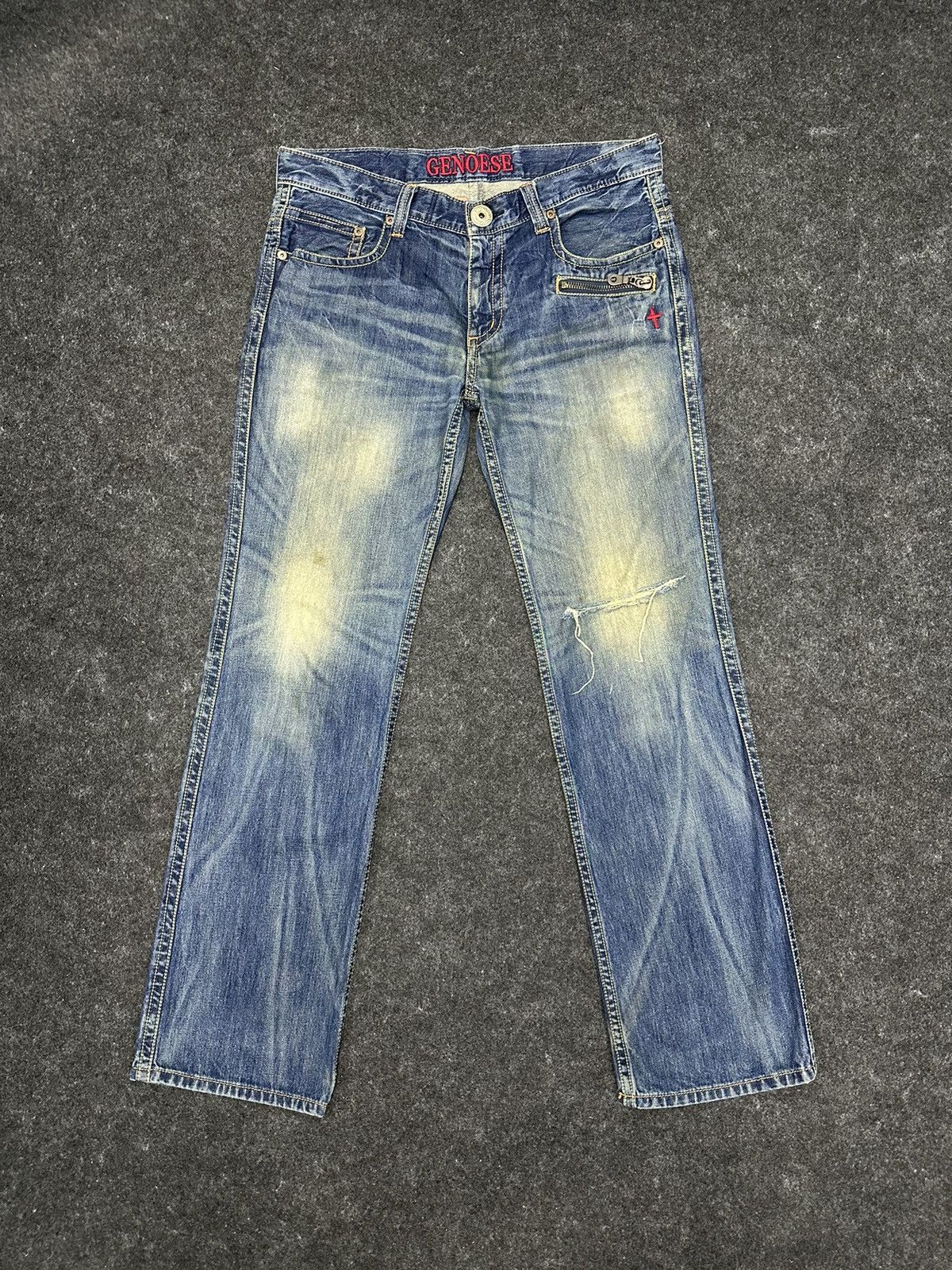 Japanese Brand Genoese Designer Blue Washed Faded Denim 36x33 F56 Size US 36 / EU 52 - 1 Thumbnail