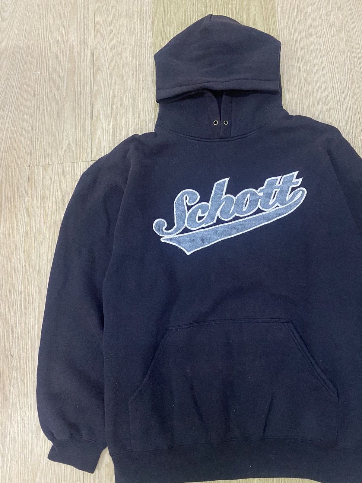 Schott × Vintage Vintage Schott NY embroidered big logo pullover hoodie Size US XL / EU 56 / 4 - 4 Thumbnail