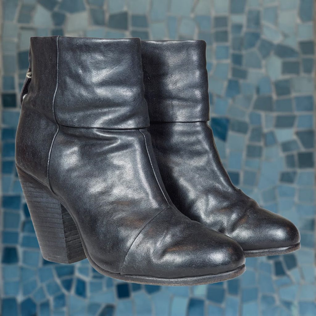 Rag & Bone Rag & bone Newbury Black Leather Heel Ankle Boots Women's US 8 EU 38.5 Size US 8 / IT 38 - 1 Thumbnail