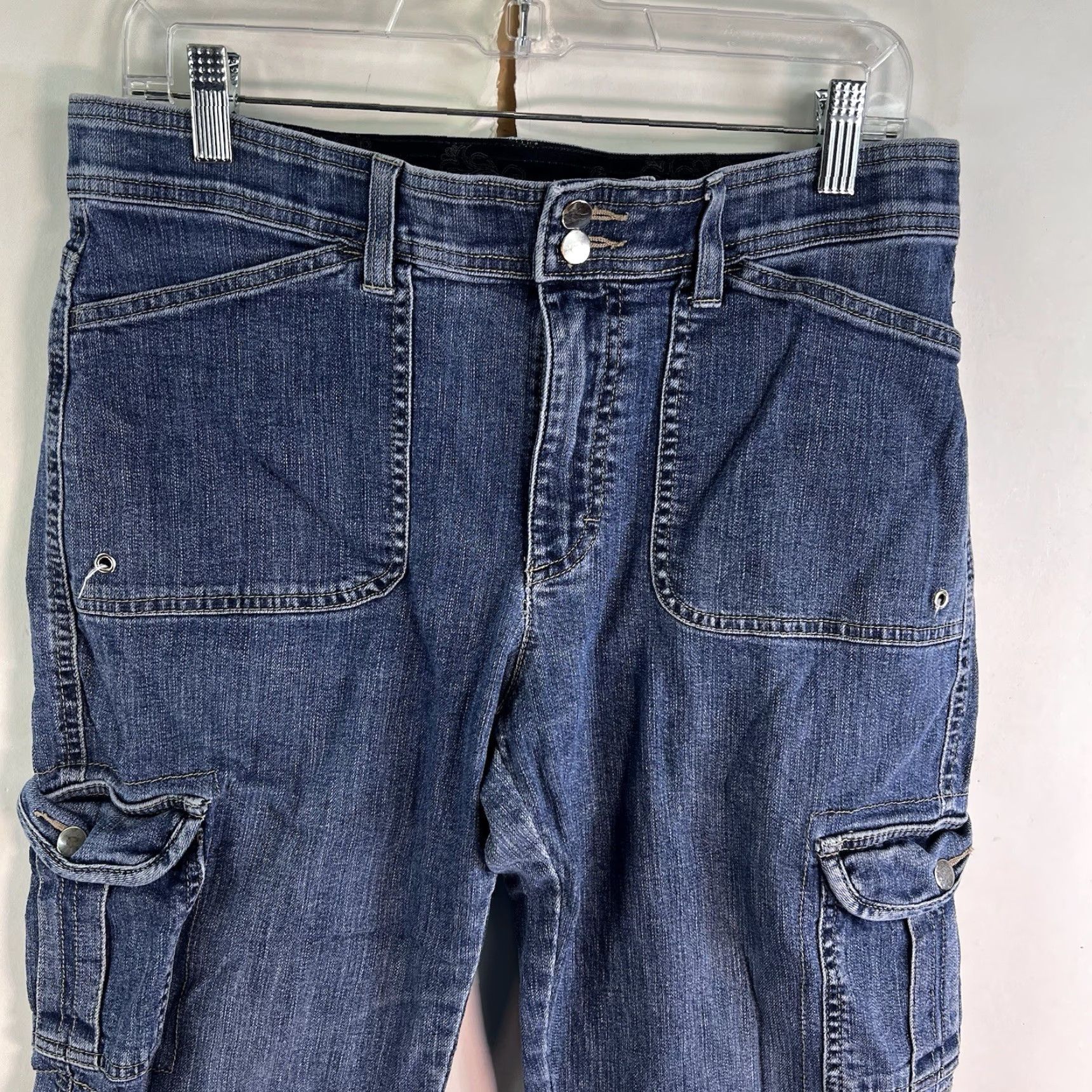 Lee Vintage Lee Women’s Cargo Jeans 10P High-Rise Straight Fit Blue 90s Grunge Hip Hop 28in Inseam Size 32" / US 10 / IT 46 - 2 Thumbnail
