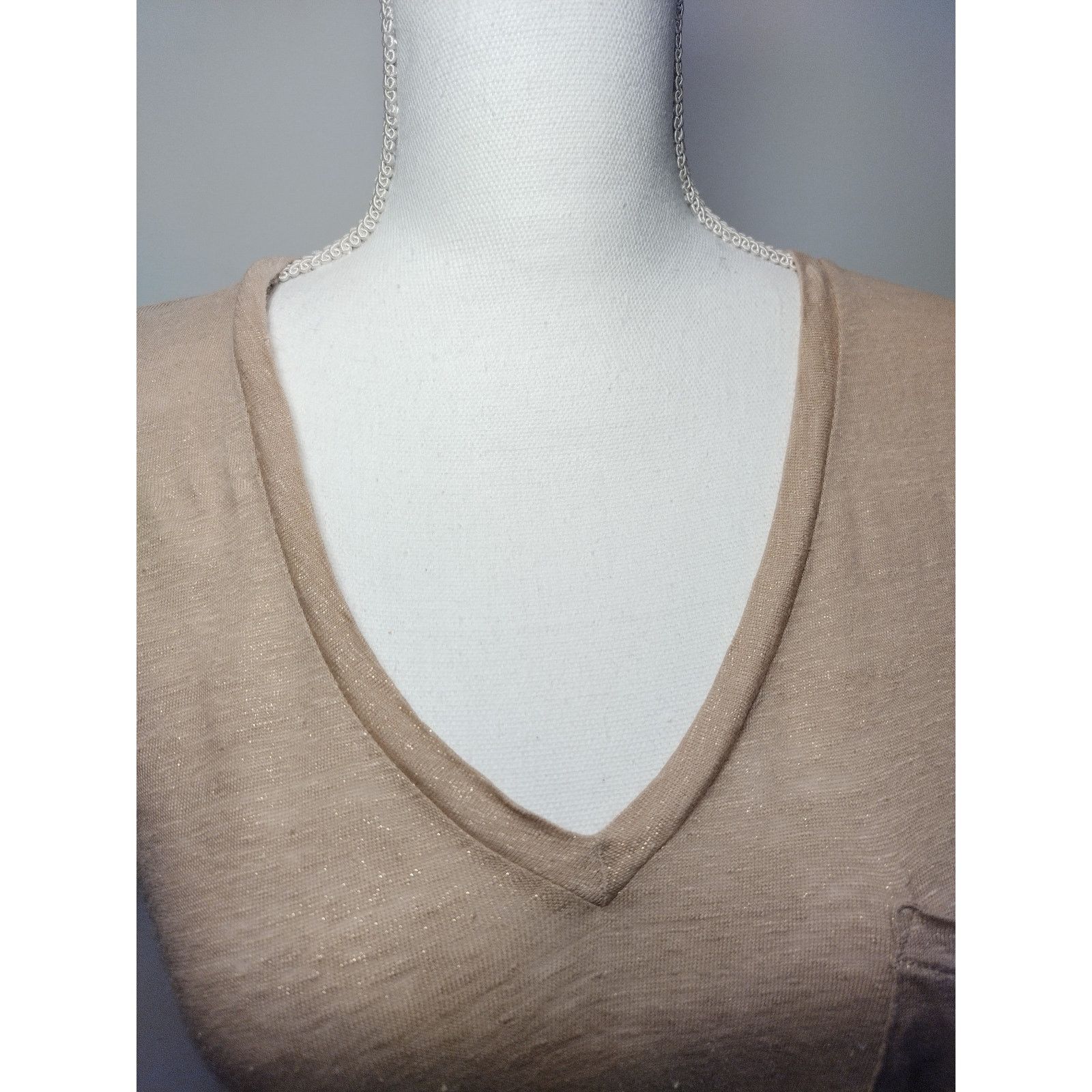 J.Crew J. Crew Womens 100% Linen T-Shirt Short Sleeve V-Neck Patch Size XS / US 0-2 / IT 36-38 - 4 Thumbnail