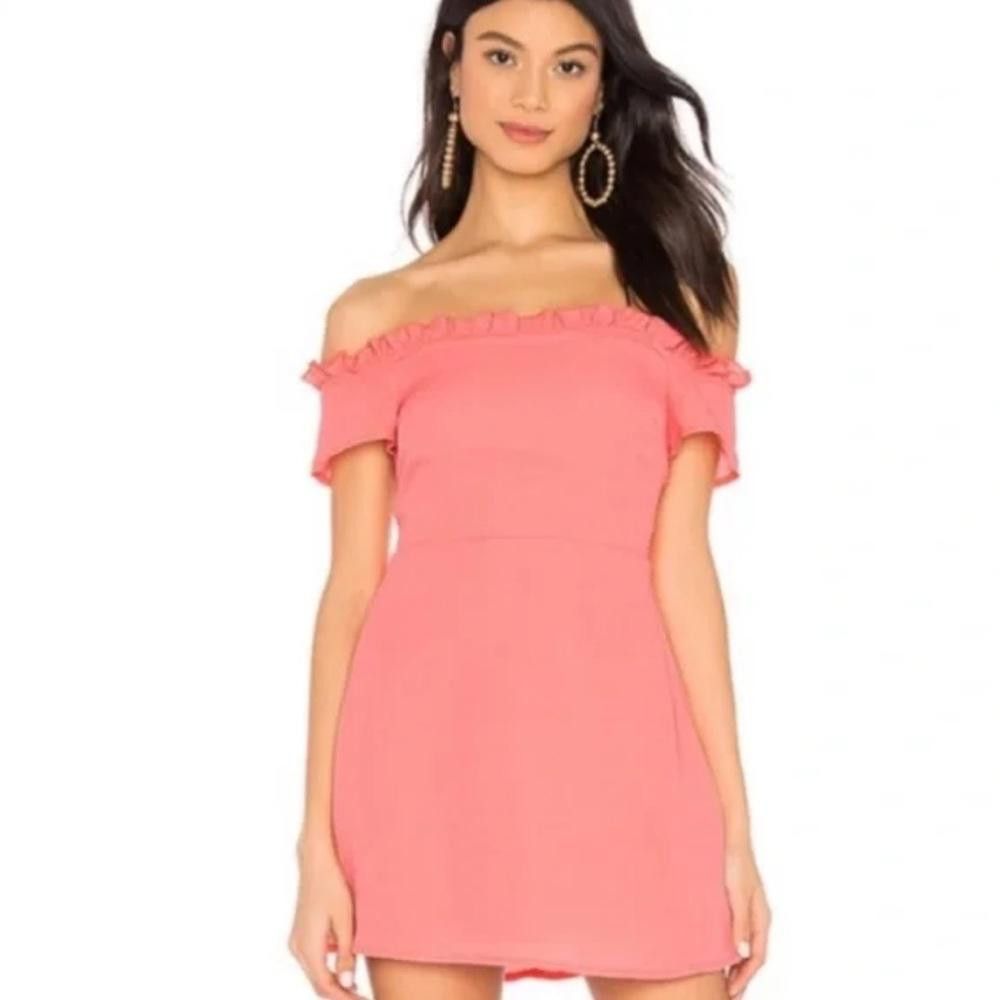 REVOLVE superdown Dulipa Ruffle Off Shoulder Salmon Mini Dress M Size M / US 6-8 / IT 42-44 - 1 Thumbnail
