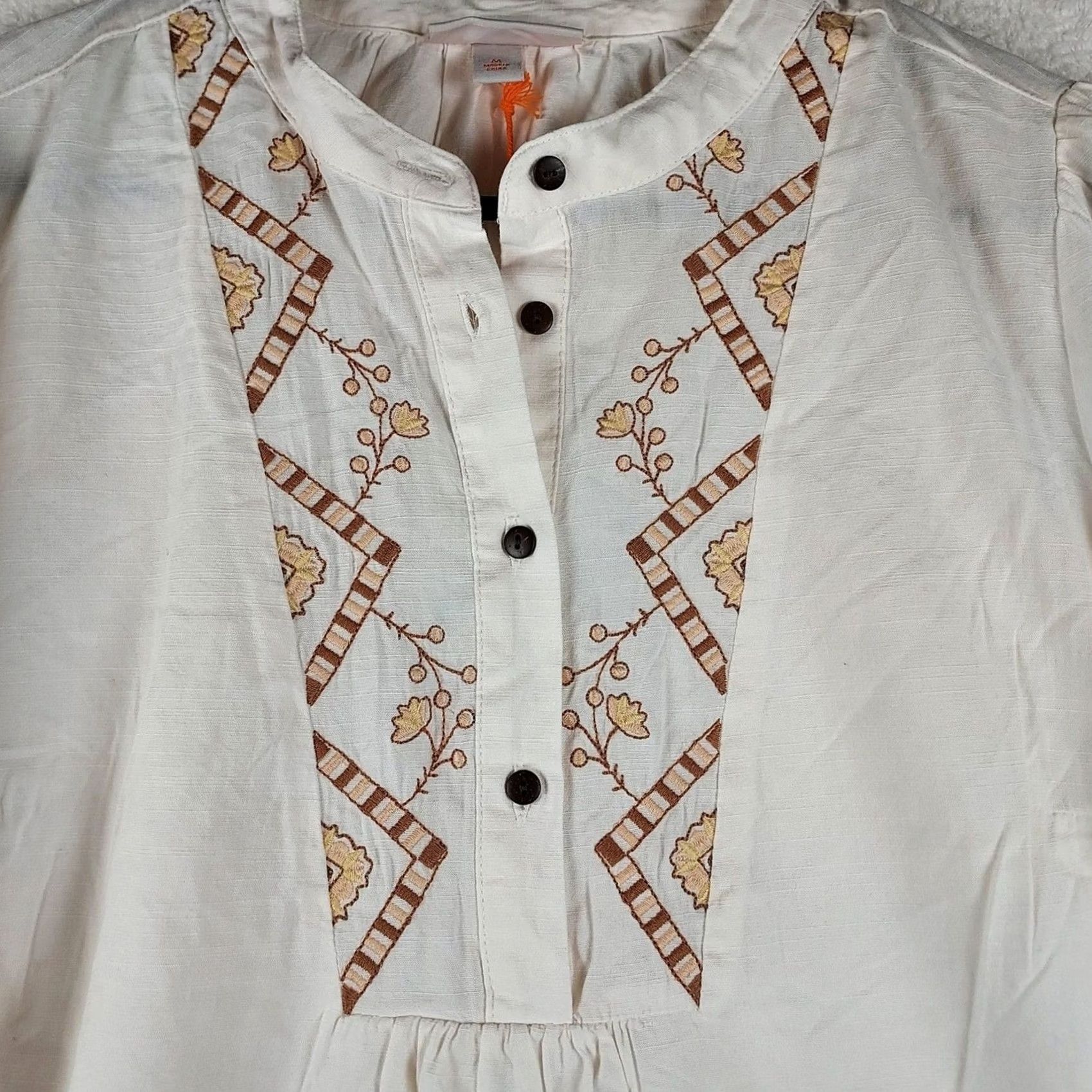 Vintage Knox Rose Blouse Tunic Women’s Ivory Embroidered Long Sleeve M NP 86485946 NWT Rayon Hippe Casual Slfe Size M / US 6-8 / IT 42-44 - 3 Thumbnail