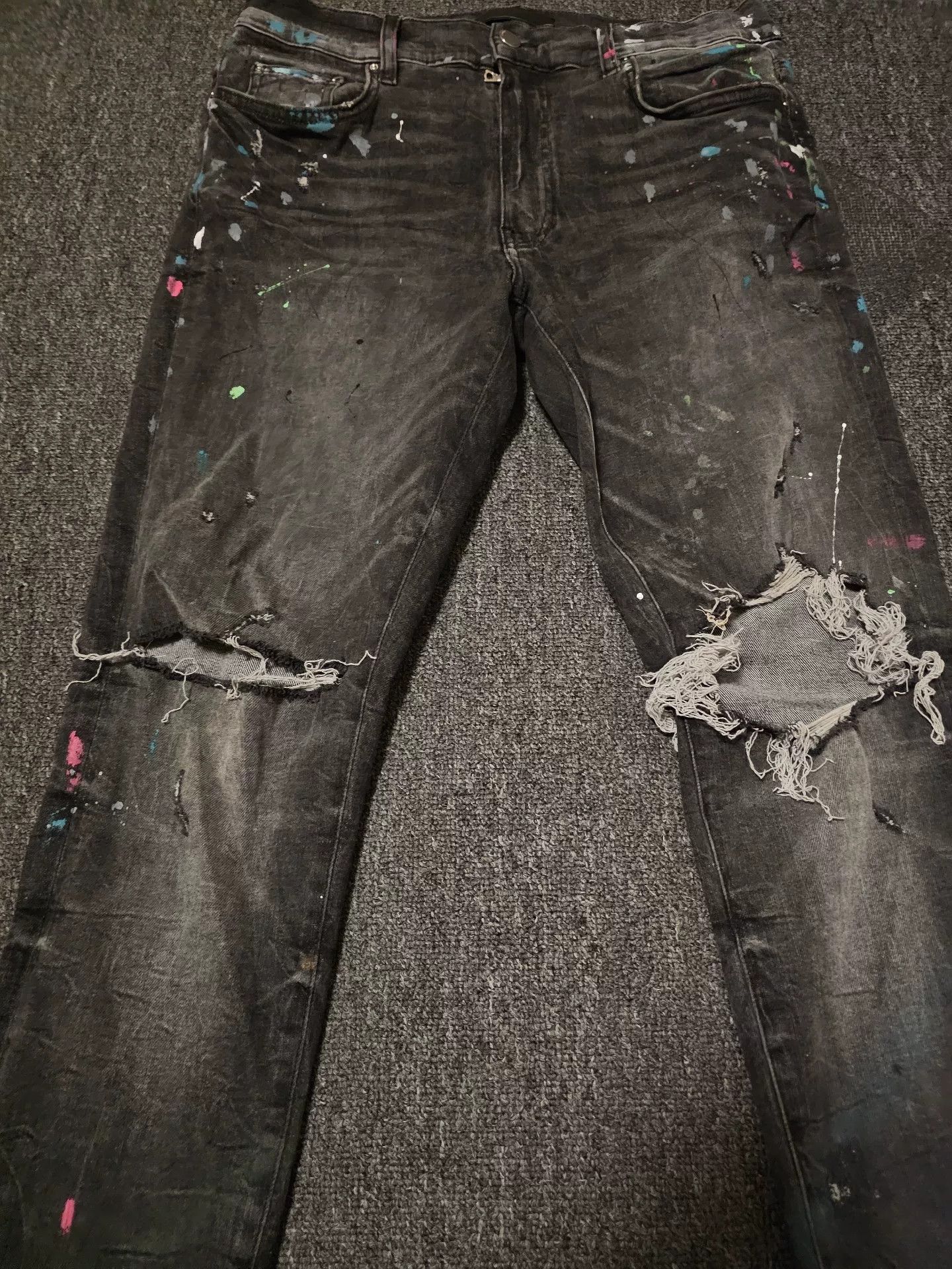 Amiri amiri splash paint distressed denim jeans Size US 34 / EU 50 - 1 Thumbnail
