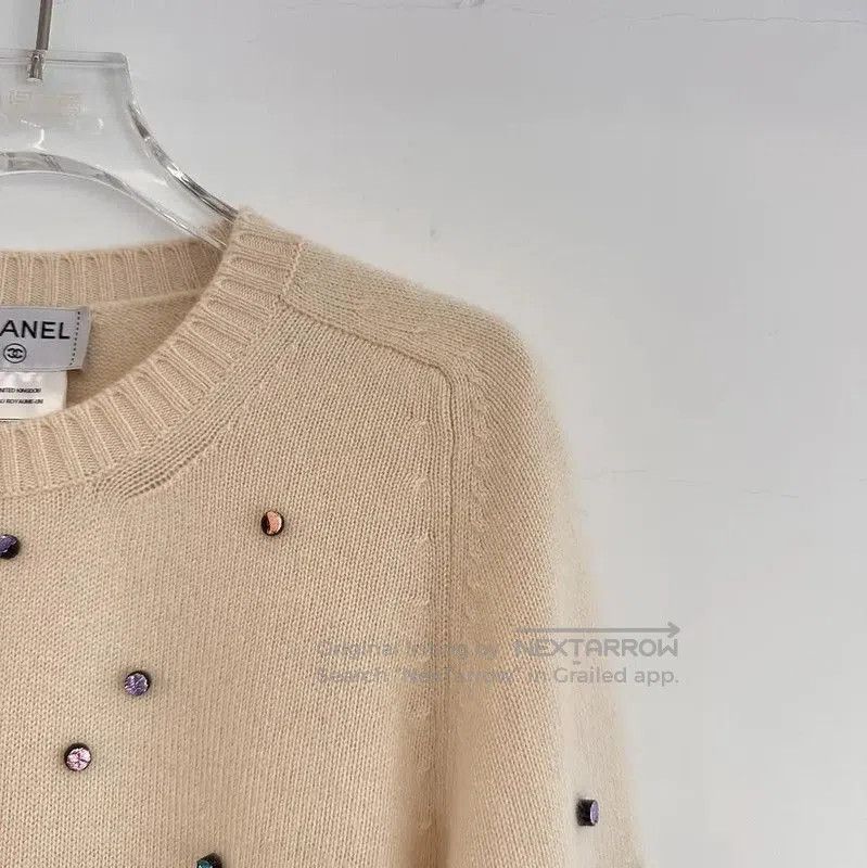 Chanel Chanel Beige Cashmere Long Sleeve Sweater . Size S / US 4 / IT 40 - 3 Thumbnail