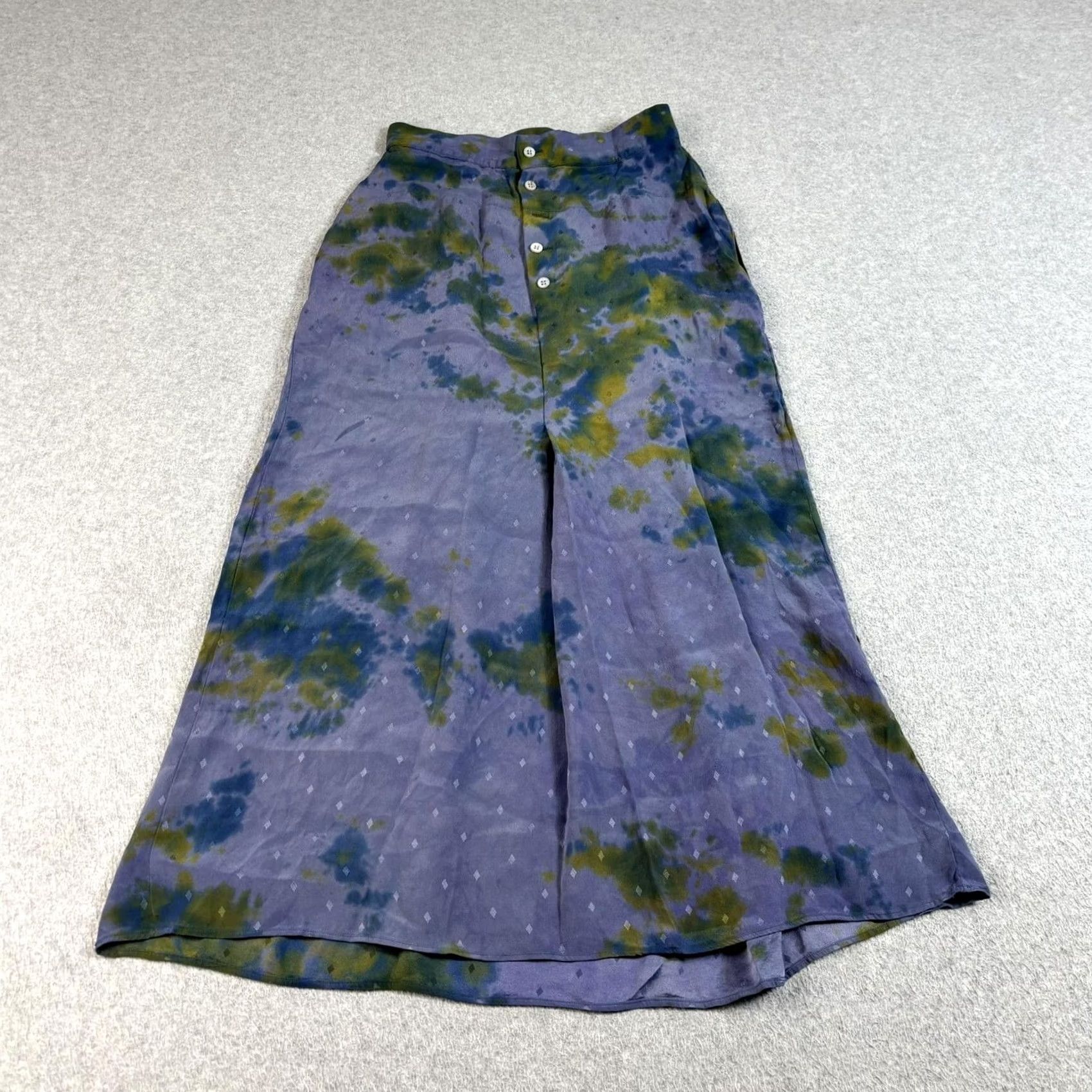 Vintage VINTAGE Michele Domercq Silk Skirt Shirt Women 38 Purple Tye-dye Maxi Boho France READ Size XS / US 0-2 / IT 36-38 - 2 Thumbnail