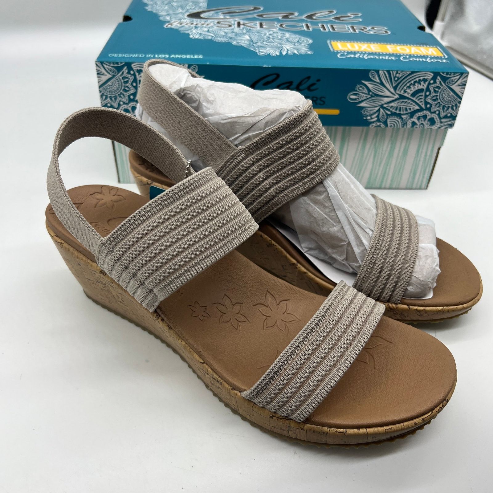 SKECHERS Skechers Beverlee Vegan Wedge Strappy Sandals Brown Gray Size US 11 / IT 41 - 1 Thumbnail