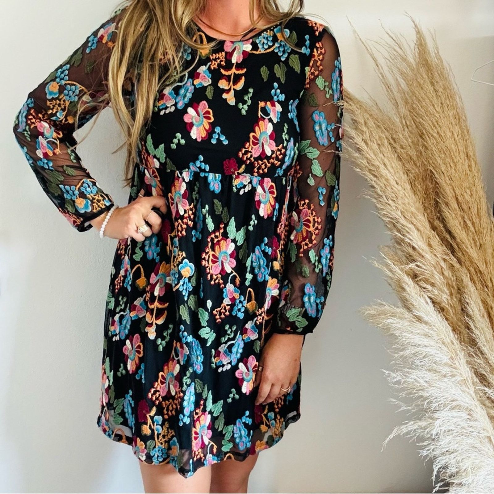 anthropologie black floral dress New & Pink "Cayman Silk Maxi Dress" by Maev  The Mustard Dandelion Anthropologie Black/Purple/Orange Size XS Dress