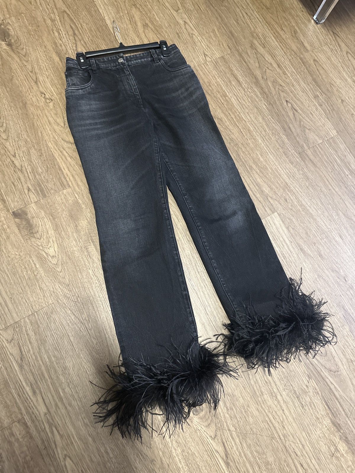 image of Prada $2,250 Removable Feathered Jeans in Black, Men's (Size 29)