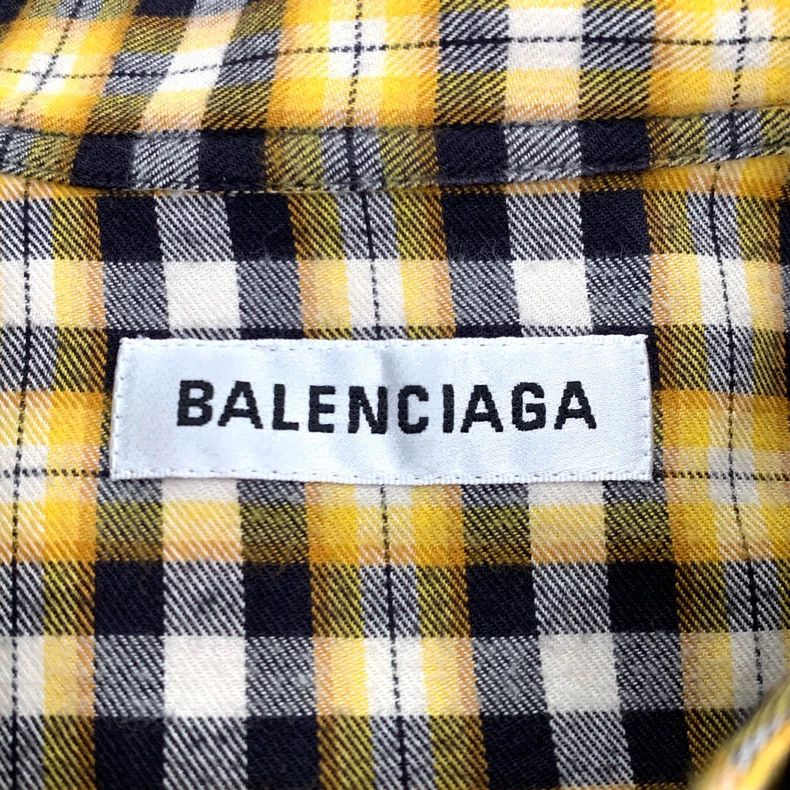 Balenciaga Balenciaga size 34 Yellow logo-lettered plaid cotton long- Size XS / US 0-2 / IT 36-38 - 6 Thumbnail