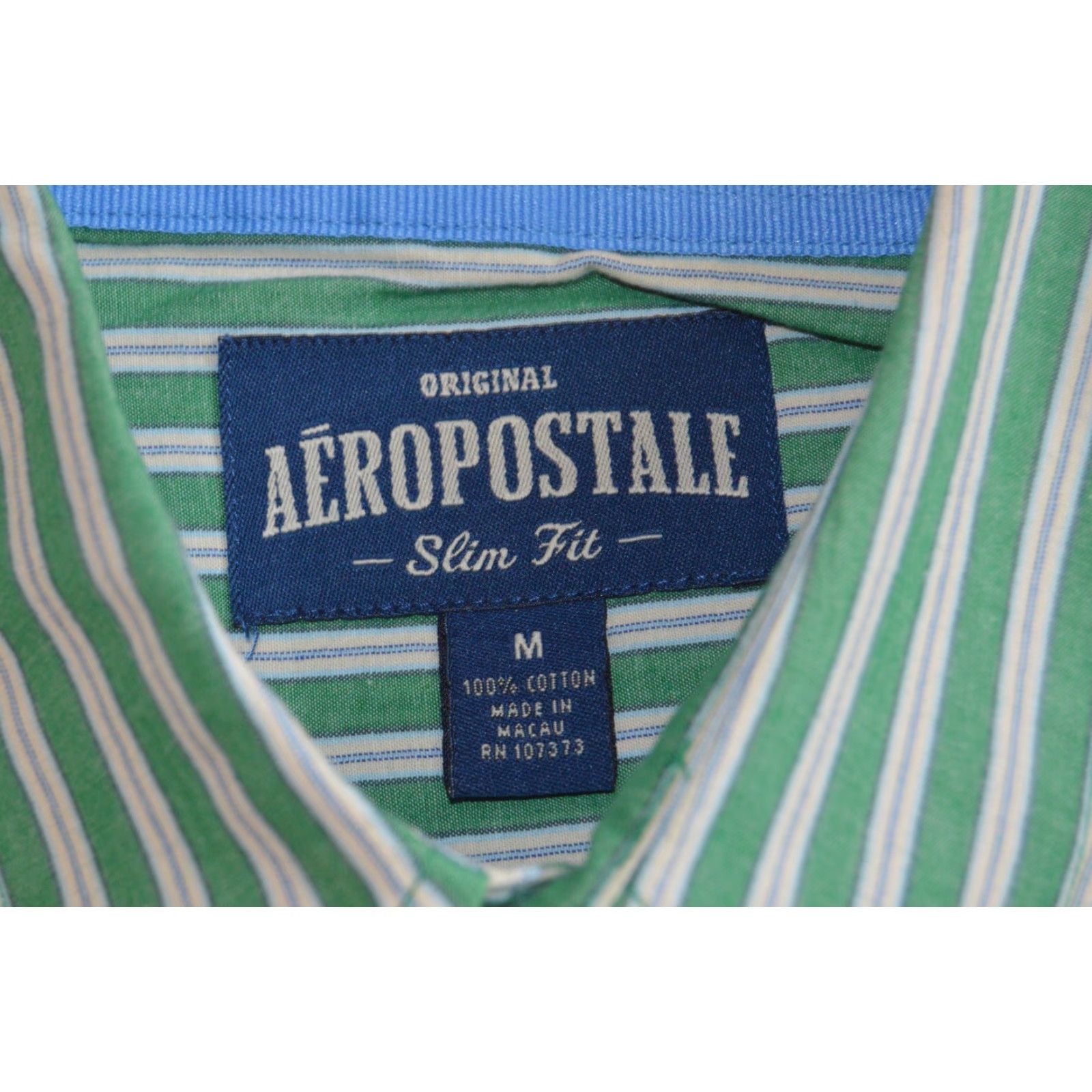 Vintage Aéropostale Shirt Mens Green Striped Button-Up Long Sleeve Collared Size M Size US M / EU 48-50 / 2 - 3 Thumbnail