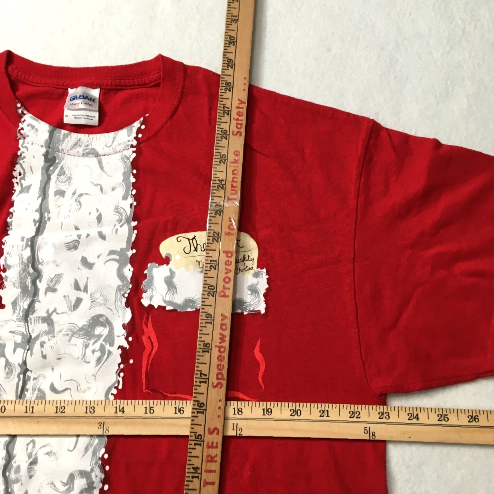 Vintage ELF Naughty Nice List Christmas Funny T-Shirt XL Red Mens Short Sleeve Crew Neck Cotton Size US XL / EU 56 / 4 - 5 Thumbnail