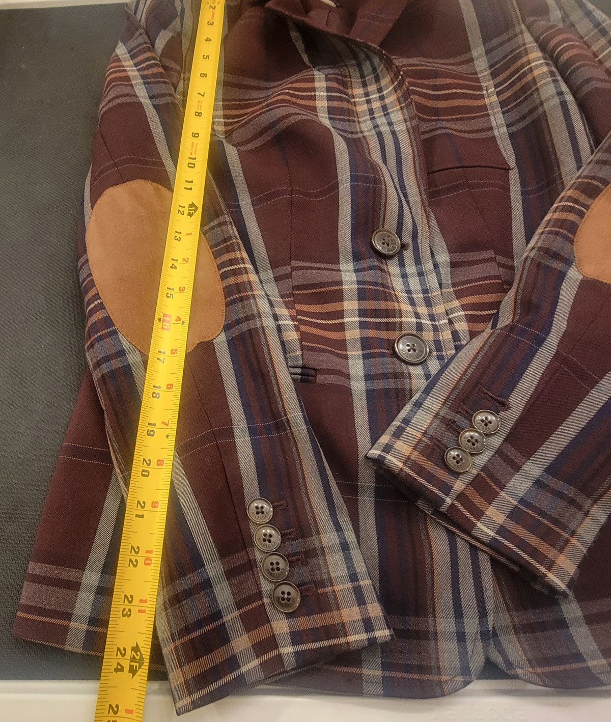 Tommy Hilfiger Tommy Hilfiger Blazer ElbowPatch Plaid Burgundy Sport Coat Size XS / US 0-2 / IT 36-38 - 5 Thumbnail