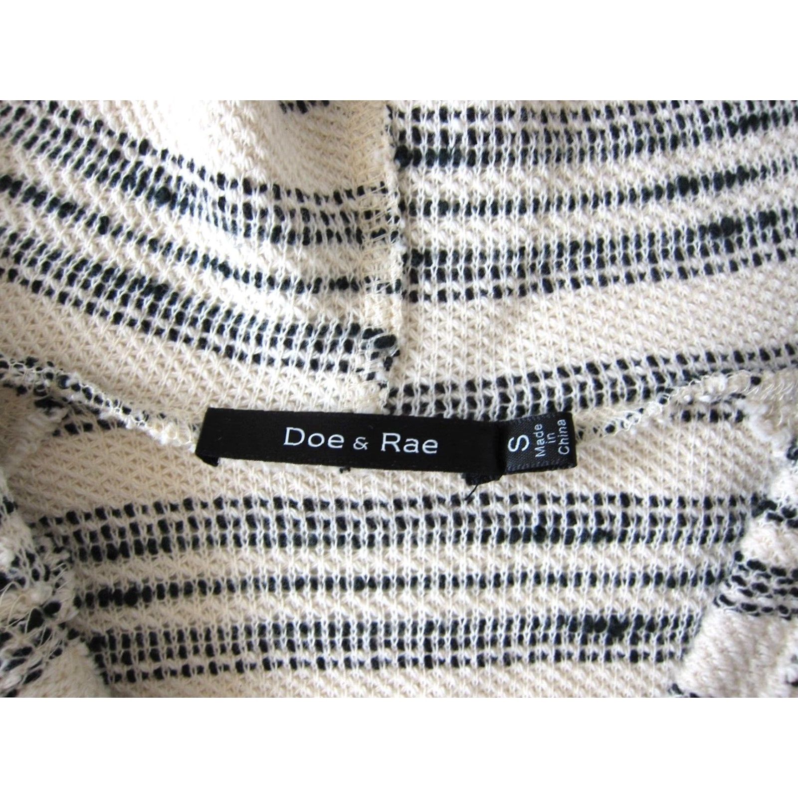 Vintage NWT Doe & Rae Ivory Black Stripe Cotton Knit Lace Up Hooded Sweater Small Size S / US 4 / IT 40 - 4 Thumbnail