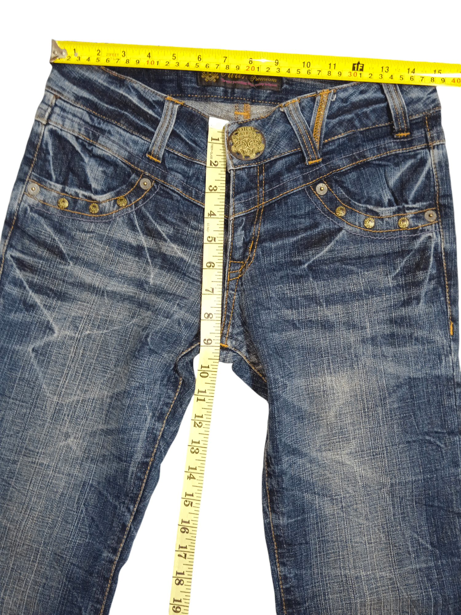 Japanese Brand 🔥Oririn🔥 Thunder Whiskers Embroidery Skinny Flare Jeans Size 28" / US 6 / IT 42 - 9 Thumbnail