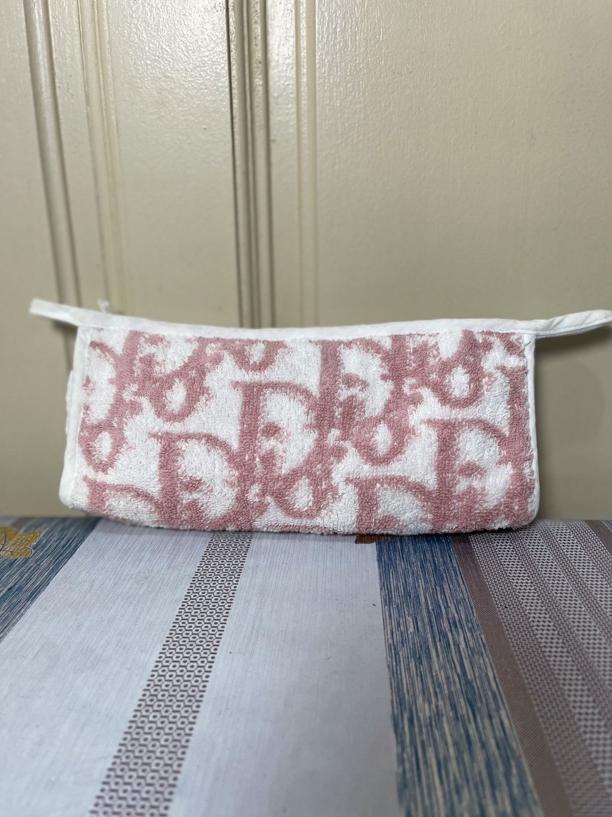 Dior Dior Vanity Case pink white cotton Size ONE SIZE - 1 Thumbnail