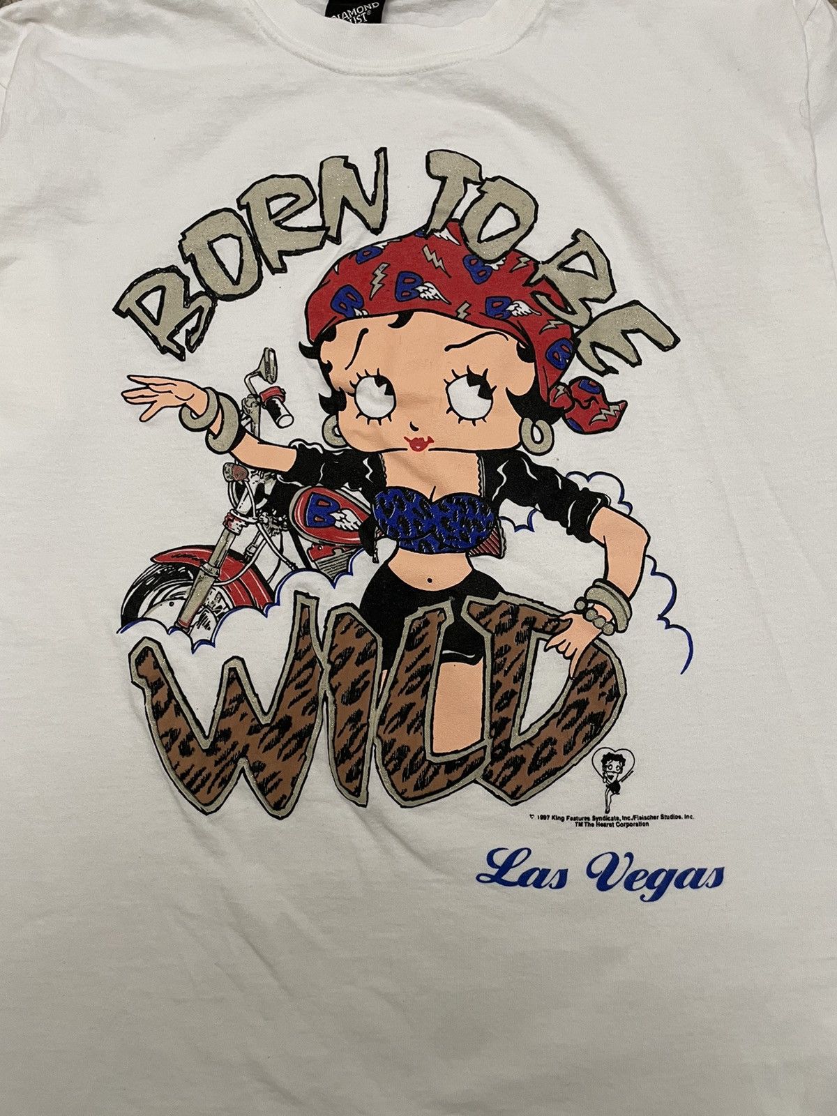 Vintage Vintage 90s White Betty Boop Biker Graphic Tee Shirt Hanes Size US L / EU 52-54 / 3 - 2 Thumbnail