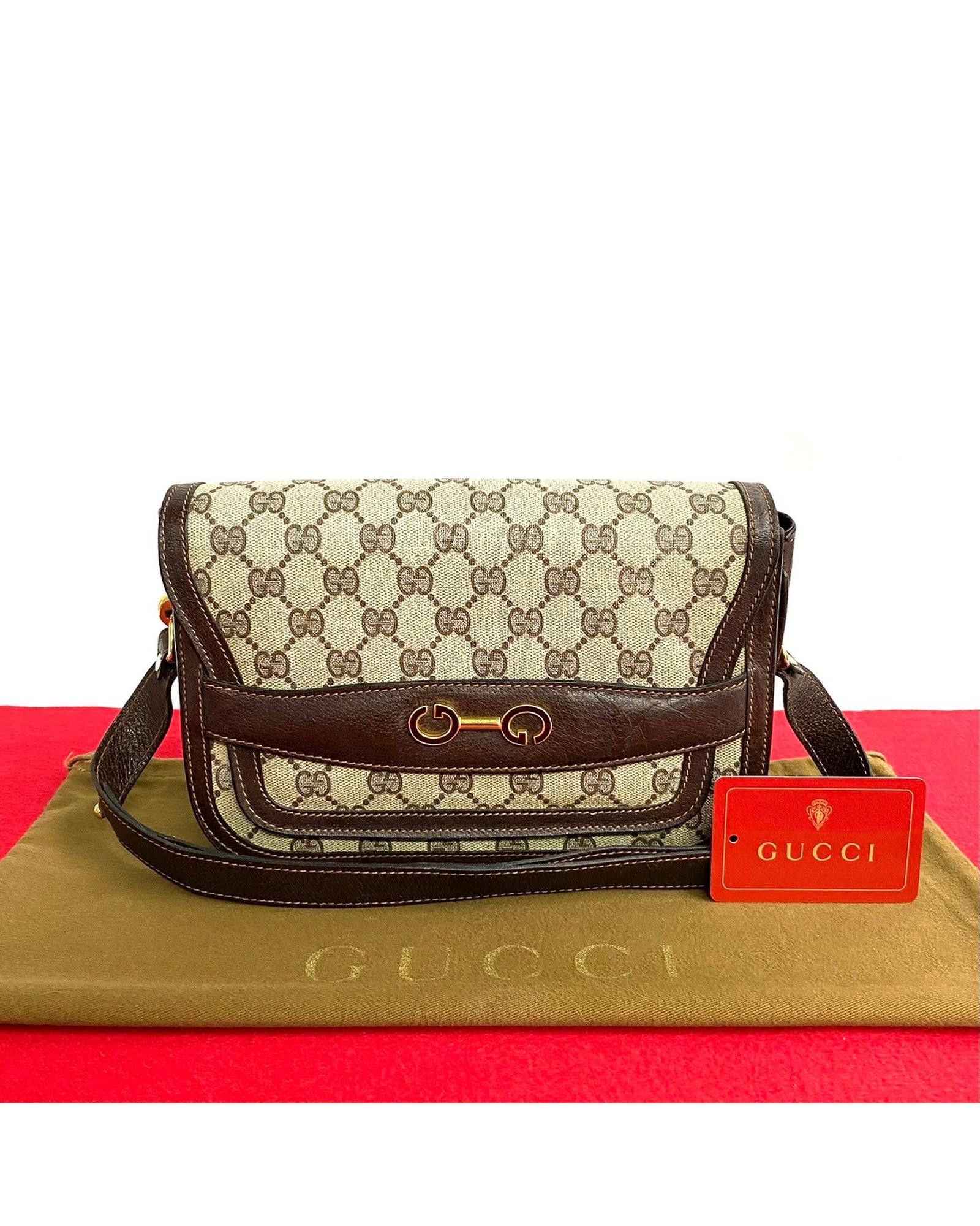 image of Gucci Canvas Shoulder Bag In Brown With GG Pattern, Women's