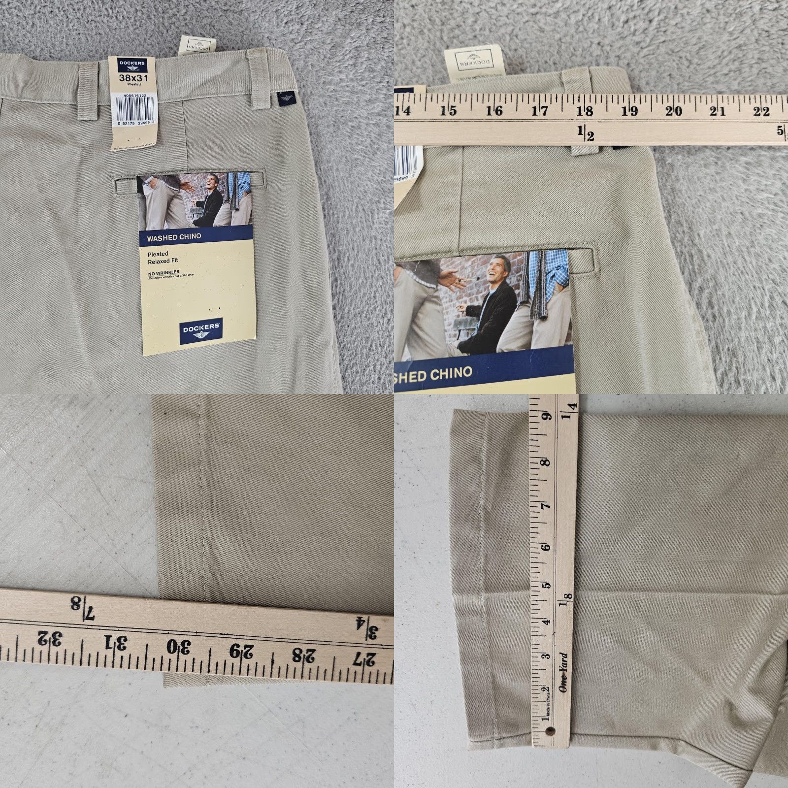 Dockers Dockers Pants Mens 38x31 Chino Relaxed Fit Cotton Beig e Washed Wrinkle Resistant Pleated Front Zip Fly BeltLoops Pockets 38 Regular Mens Size US 38 / EU 54 - 8 Thumbnail